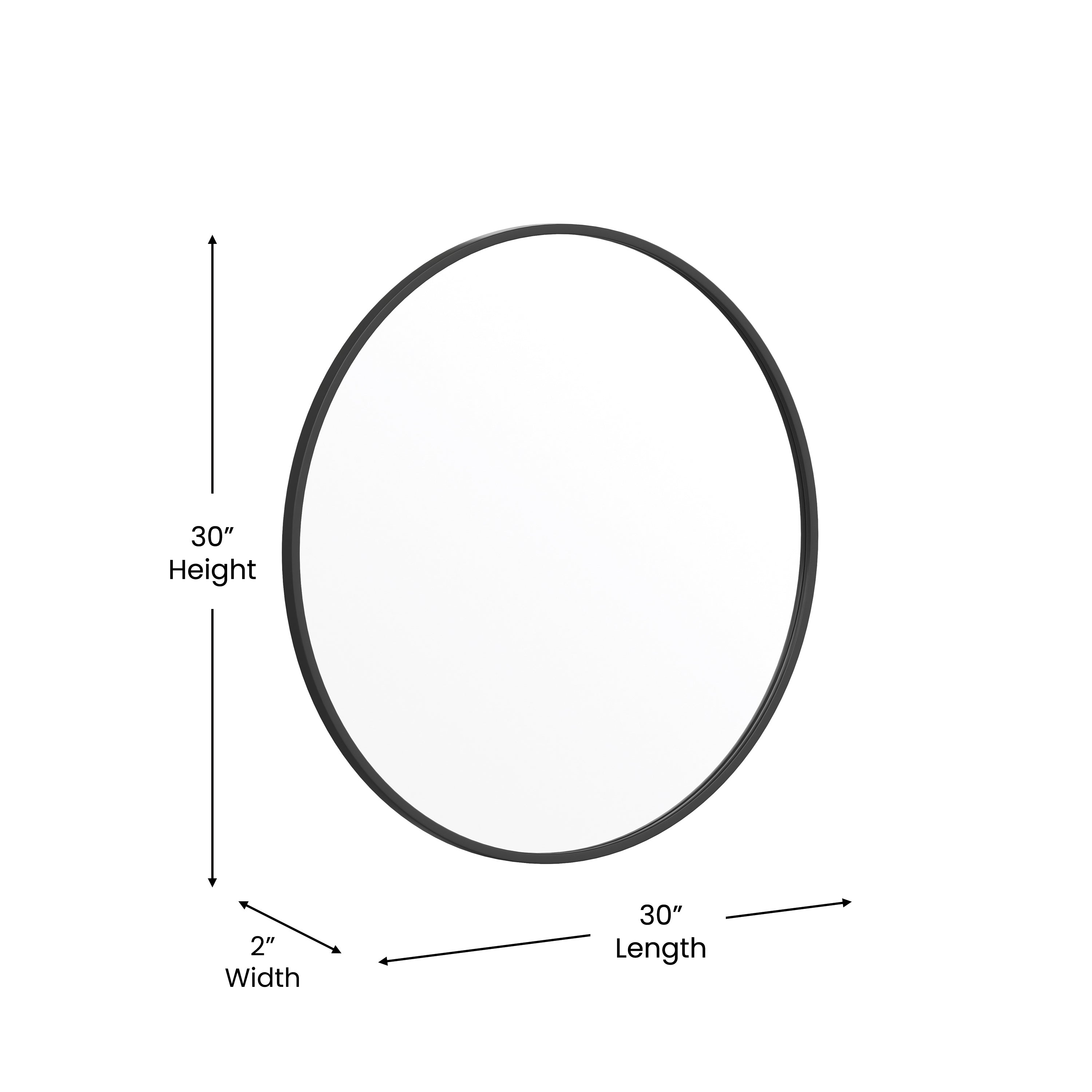 Julianne 30" Round Black Metal Framed Wall Mirror - Large Accent Mirror for Bathroom, Vanity, Entryway, Dining Room, & Living Room