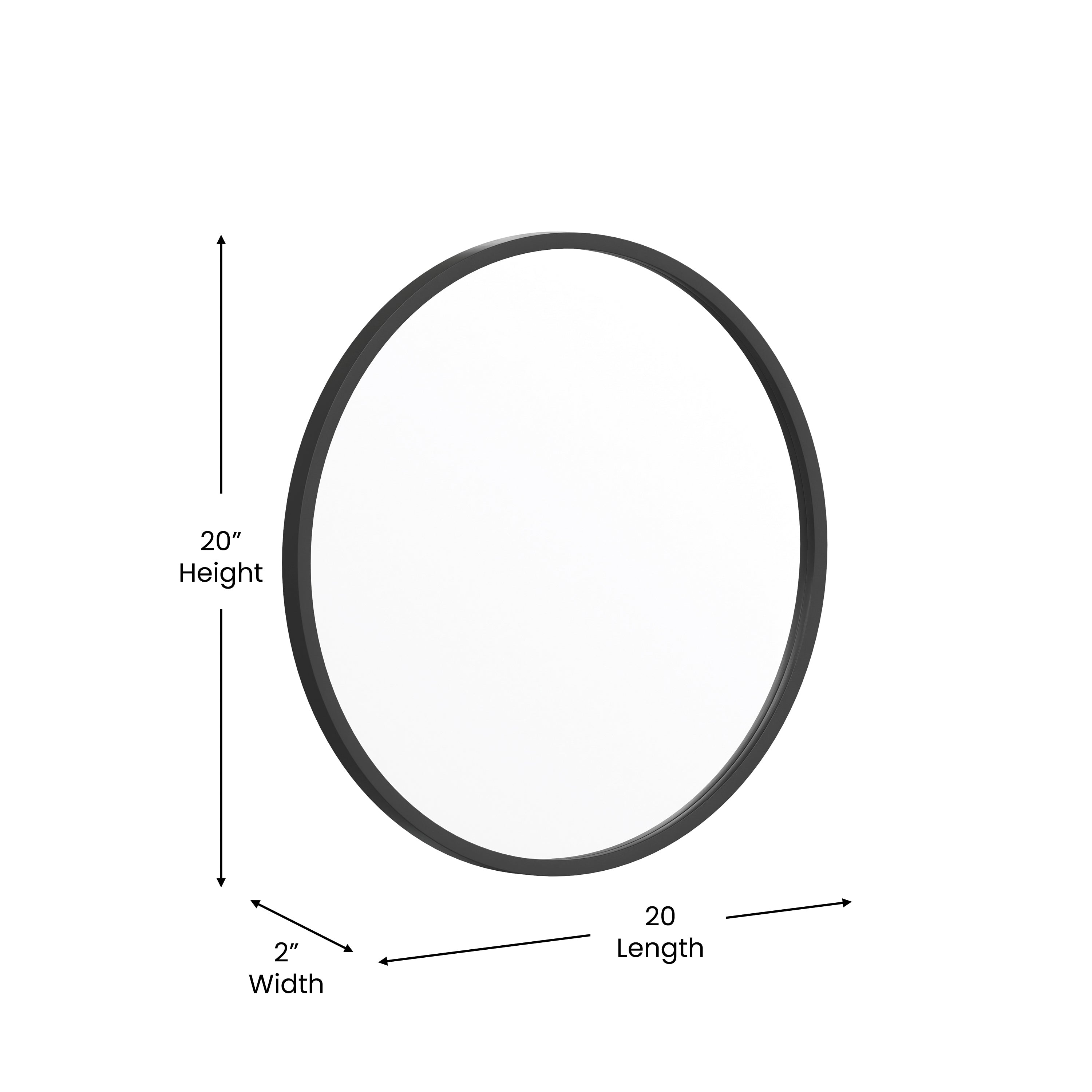 Julianne 20" Round Black Metal Framed Wall Mirror - Large Accent Mirror for Bathroom, Vanity, Entryway, Dining Room, & Living Room
