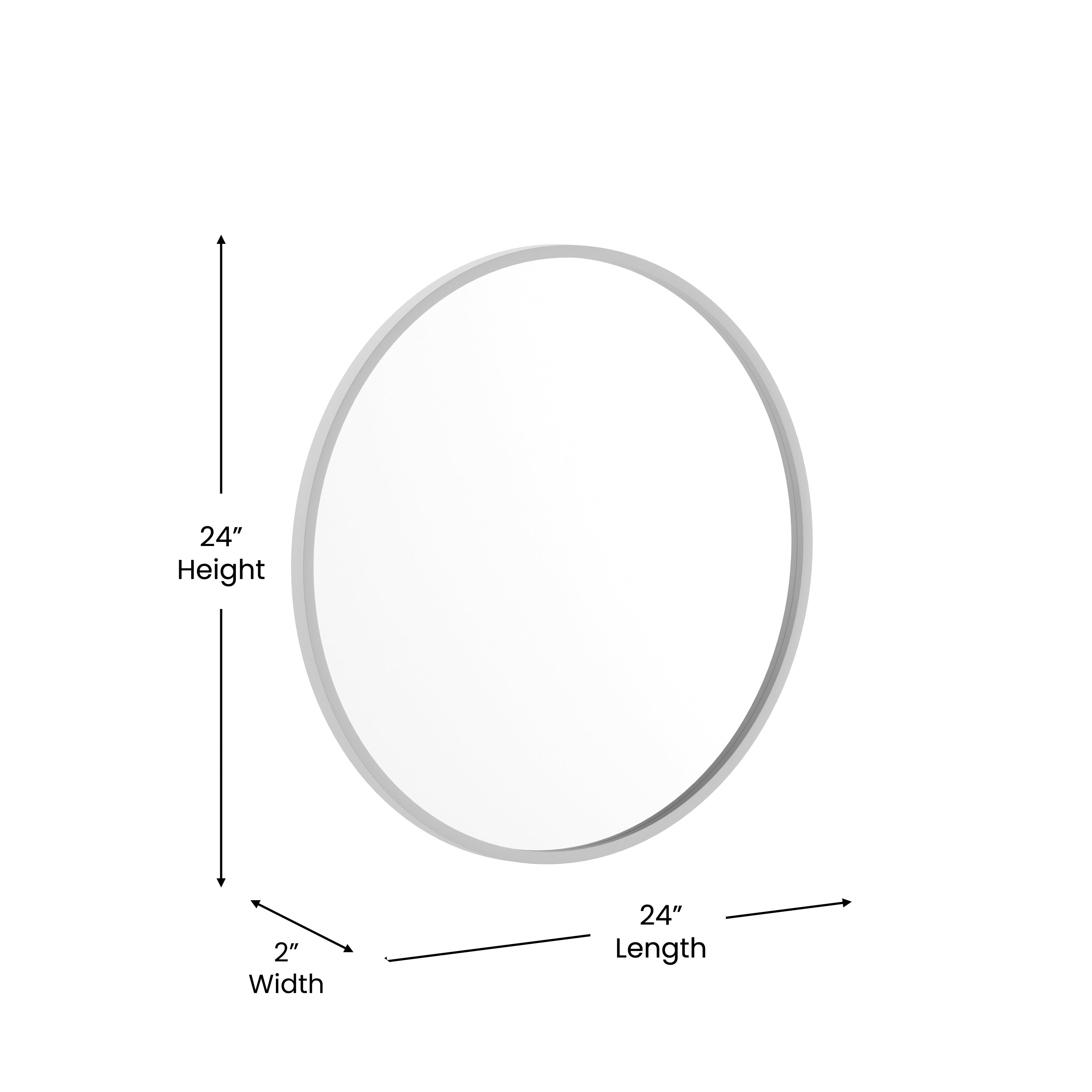 Julianne 24" Round Silver Metal Framed Wall Mirror - Large Accent Mirror for Bathroom, Vanity, Entryway, Dining Room, & Living Room