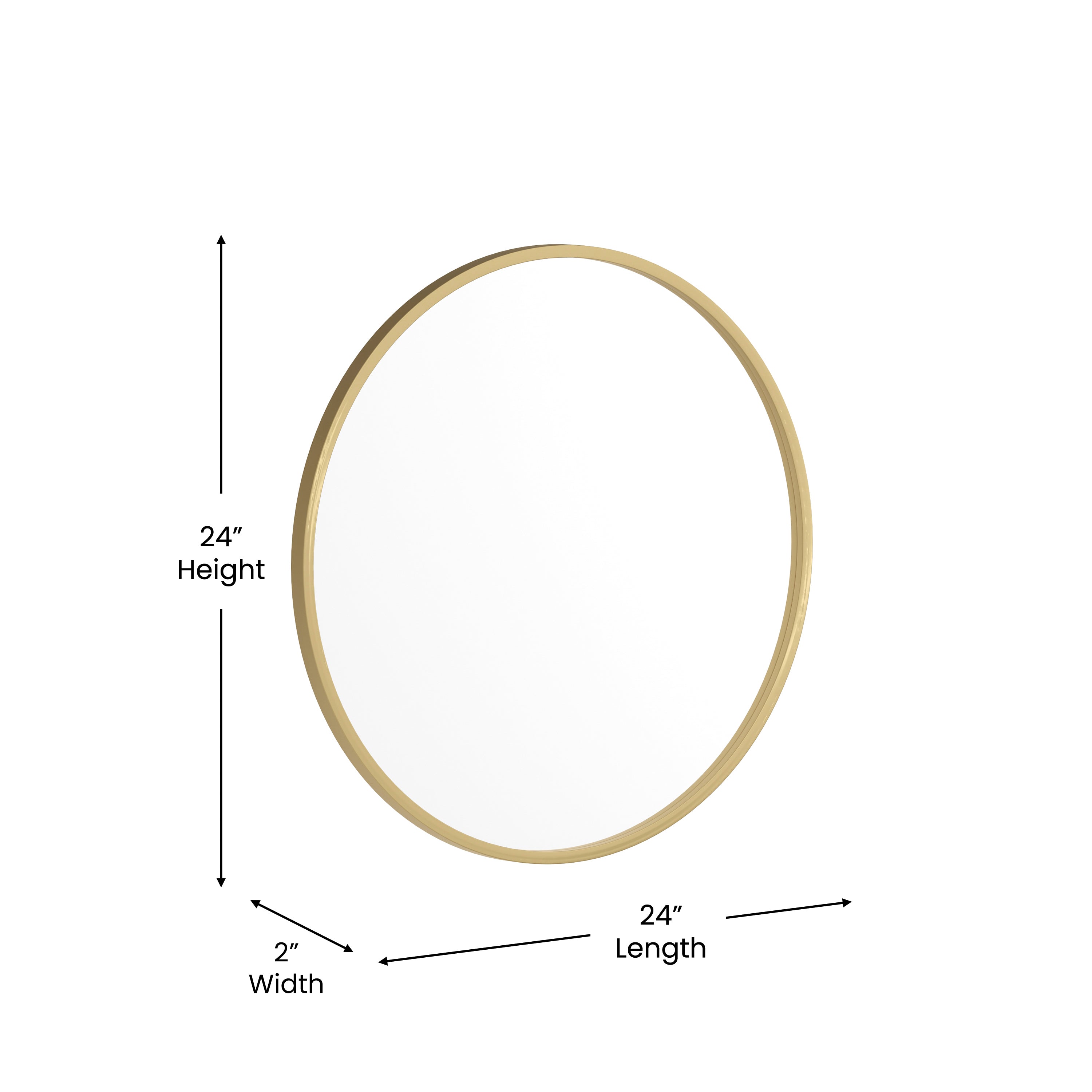 Julianne 24" Round Gold Metal Framed Wall Mirror - Large Accent Mirror for Bathroom, Vanity, Entryway, Dining Room, & Living Room