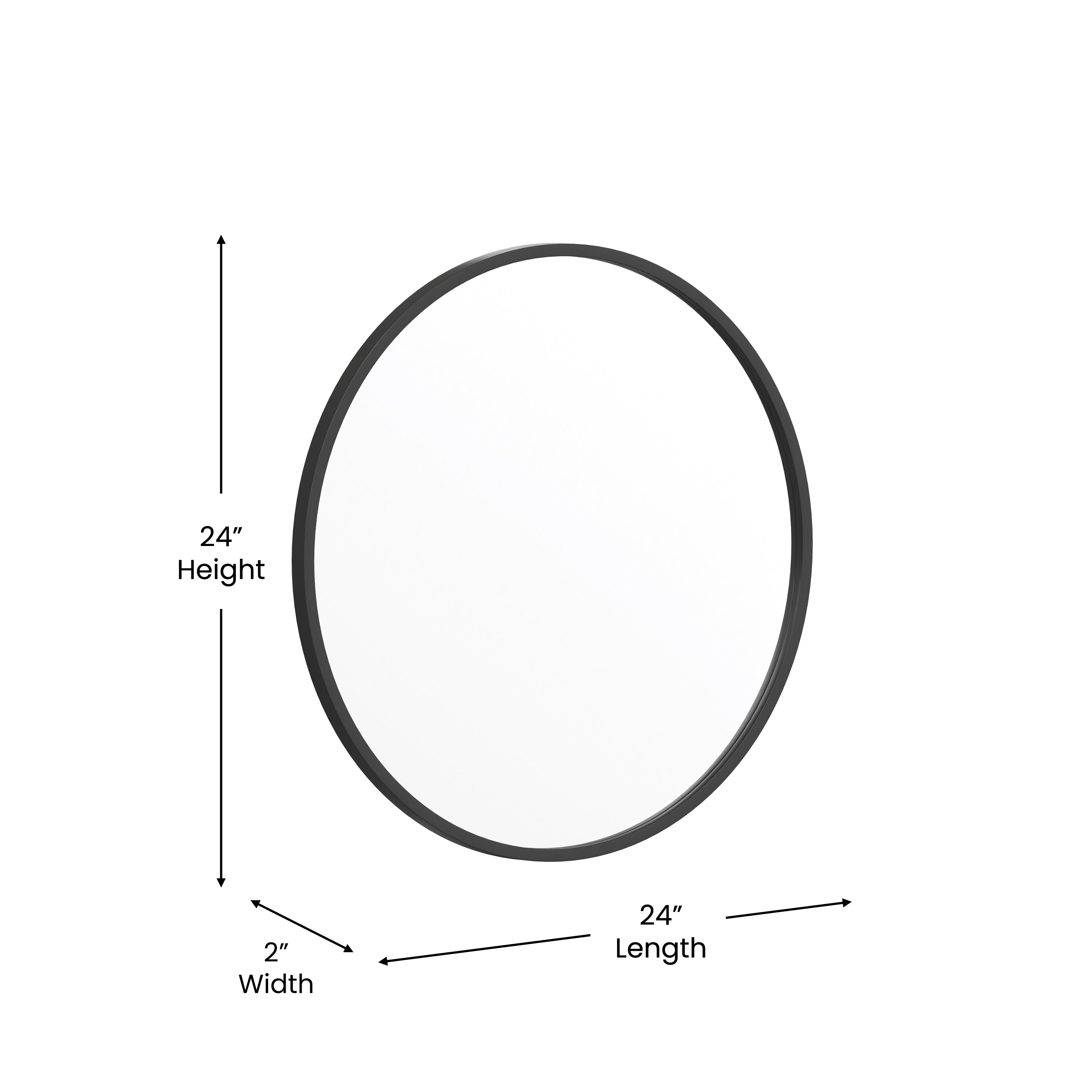 Julianne 24" Round Black Metal Framed Wall Mirror - Large Accent Mirror for Bathroom, Vanity, Entryway, Dining Room, & Living Room