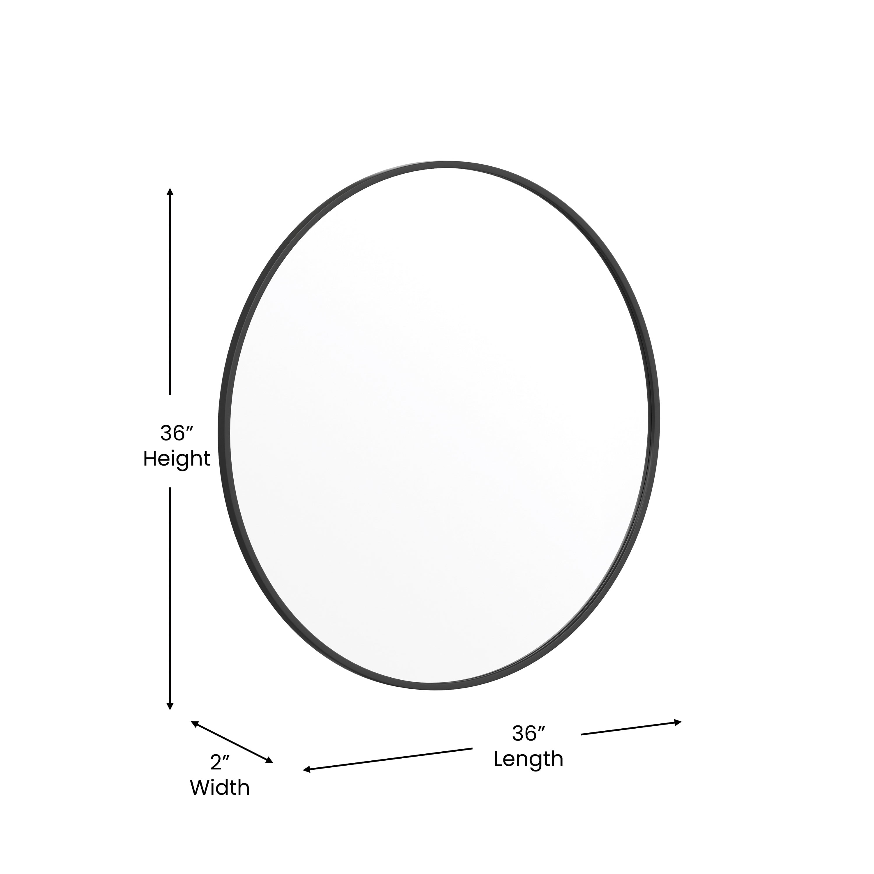 Julianne 36" Round Black Metal Framed Wall Mirror - Large Accent Mirror for Bathroom, Vanity, Entryway, Dining Room, & Living Room