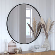 Julianne 36" Round Black Metal Framed Wall Mirror - Large Accent Mirror for Bathroom, Vanity, Entryway, Dining Room, & Living Room