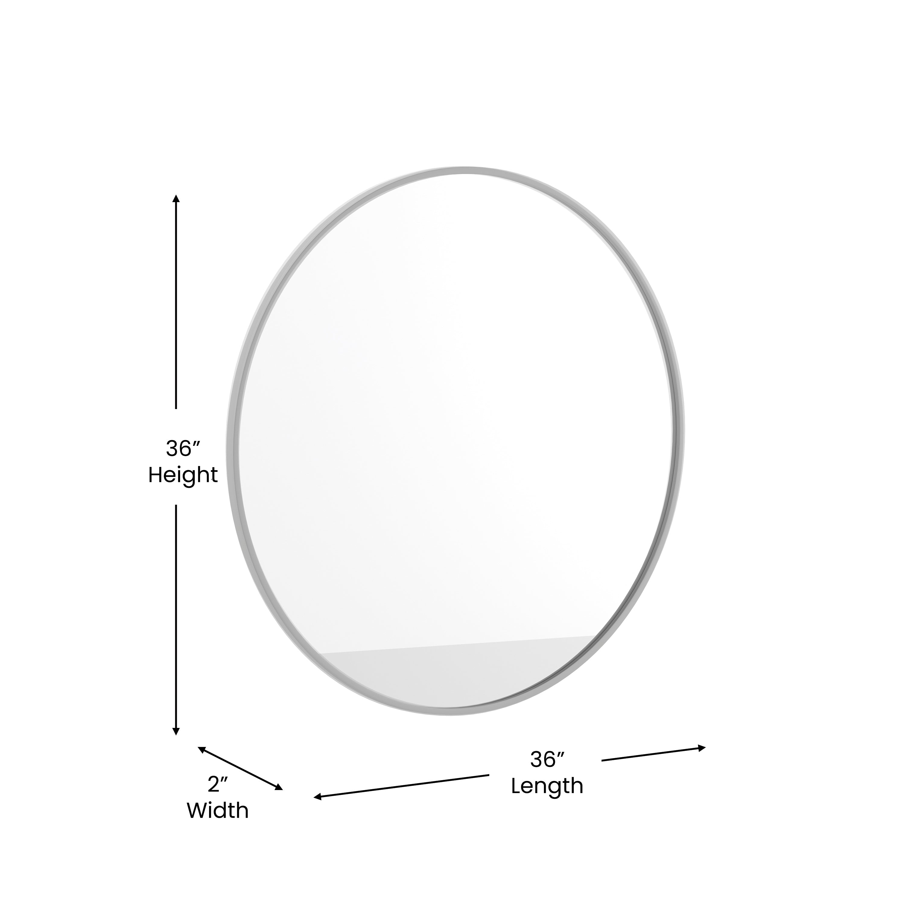Julianne 36" Round Silver Metal Framed Wall Mirror - Large Accent Mirror for Bathroom, Vanity, Entryway, Dining Room, & Living Room