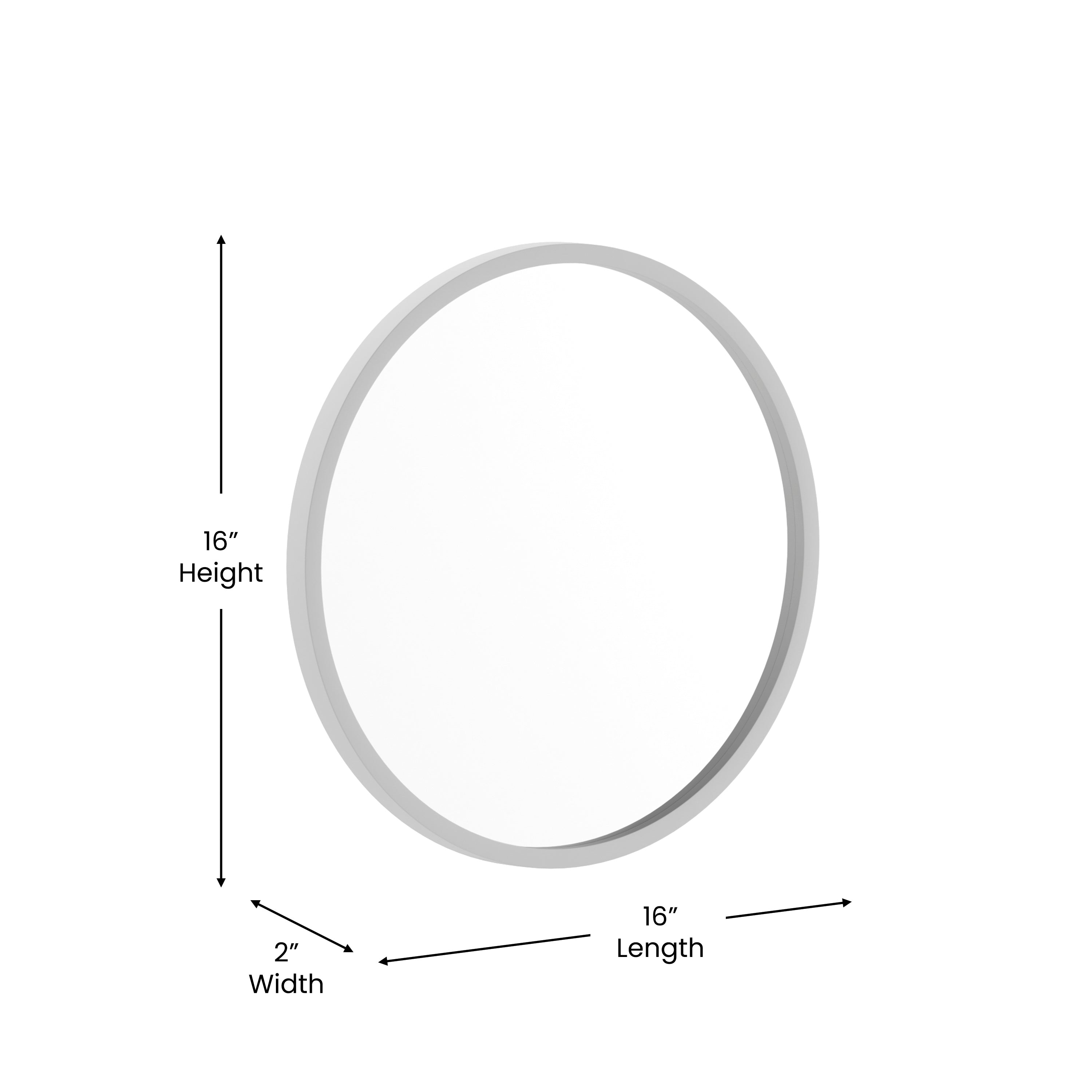 Julianne 16" Round Silver Metal Framed Wall Mirror - Large Accent Mirror for Bathroom, Vanity, Entryway, Dining Room, & Living Room