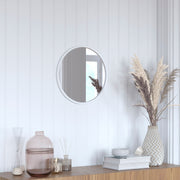 Julianne 16" Round Silver Metal Framed Wall Mirror - Large Accent Mirror for Bathroom, Vanity, Entryway, Dining Room, & Living Room