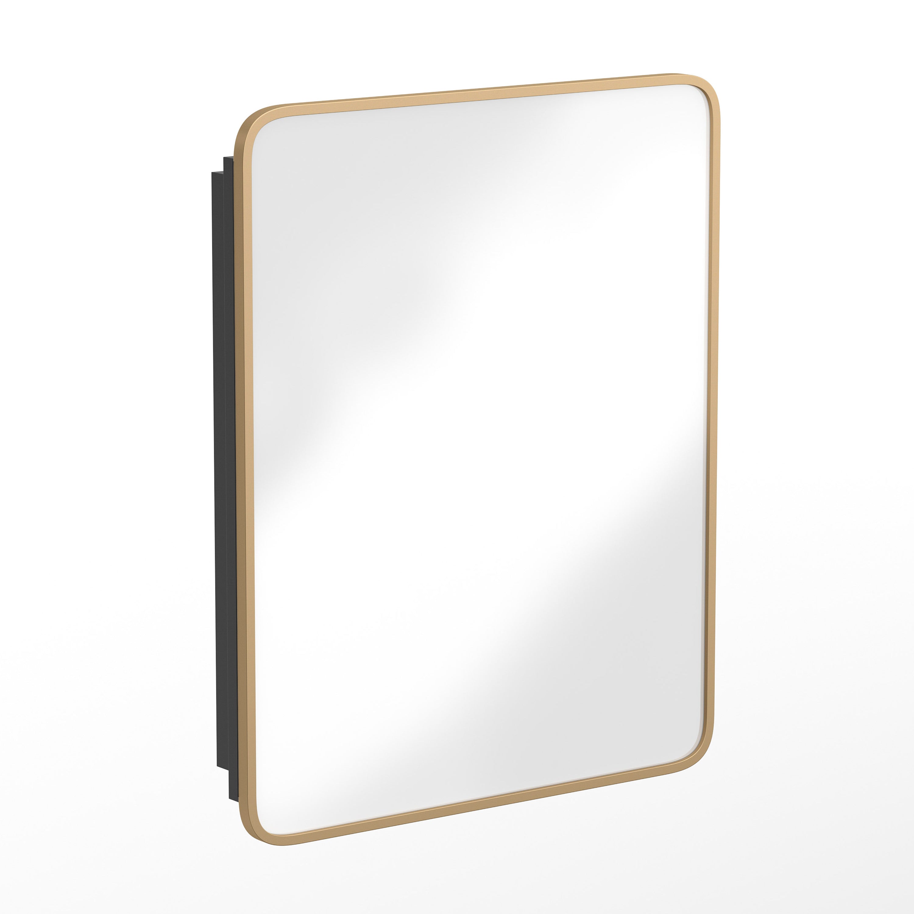 Jolie 24" x 30" Recessed Bathroom Medicine Cabinet with Rounded Beveled Mirror and Reversible Metal Frame in Gold