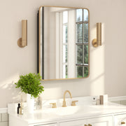 Jolie 24" x 30" Recessed Bathroom Medicine Cabinet with Rounded Beveled Mirror and Reversible Metal Frame in Gold