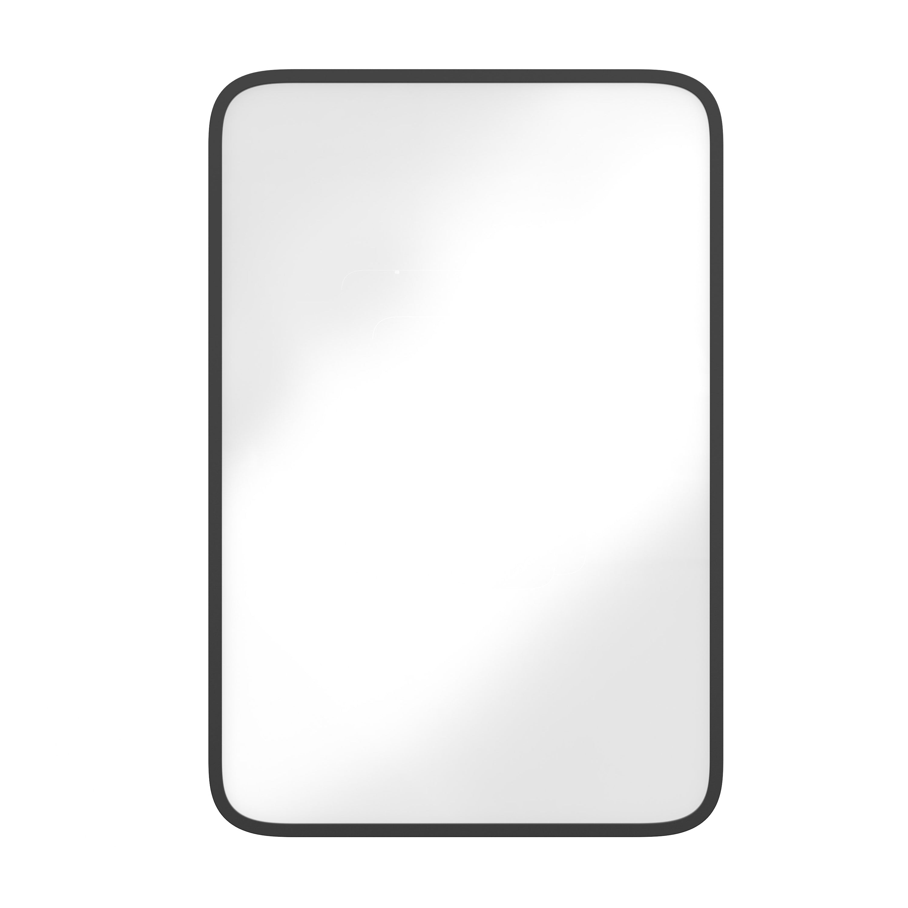 Jolie 16" x 24" Recessed Bathroom Medicine Cabinet with Rounded Beveled Mirror and Reversible Metal Frame in Black
