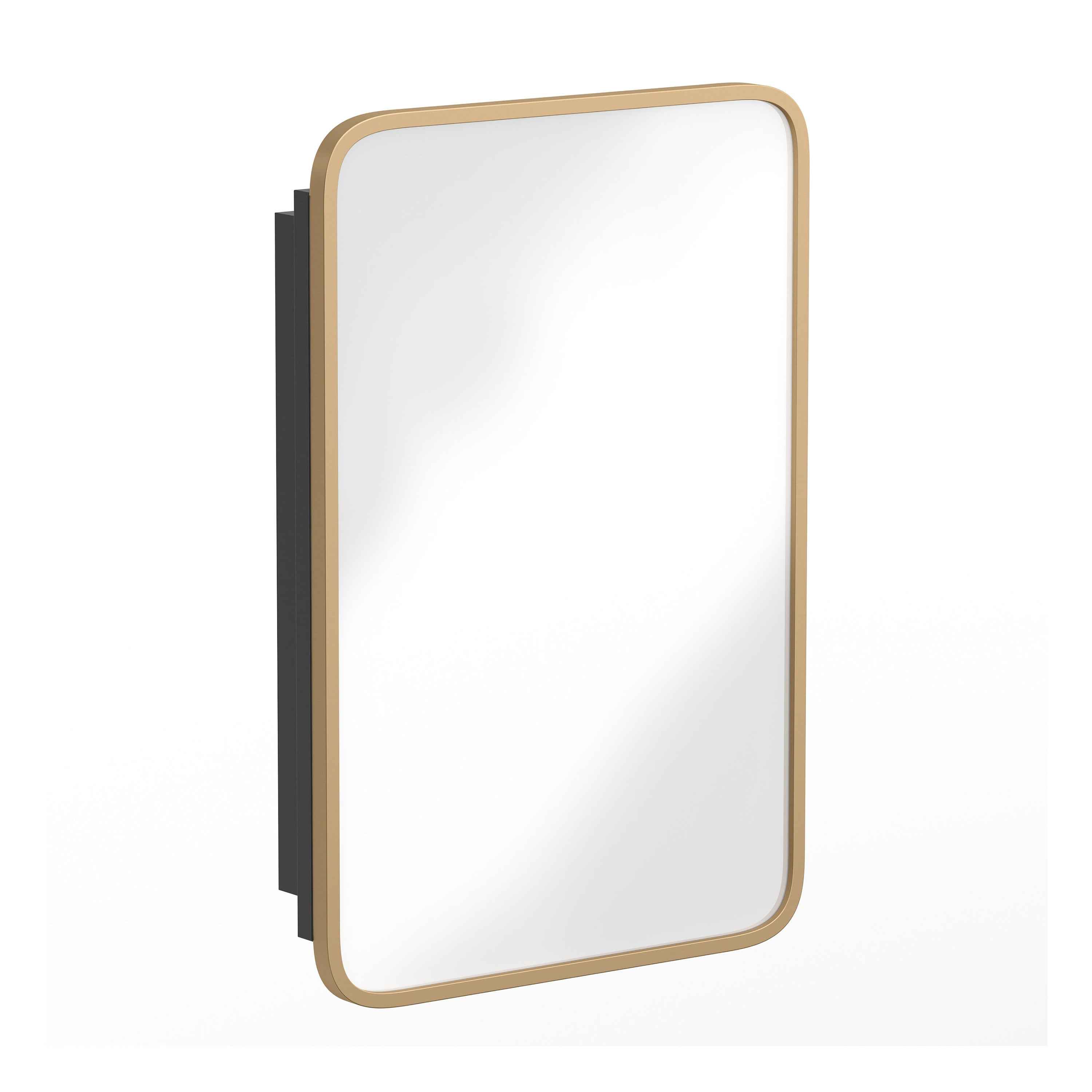 Jolie 16" x 24" Recessed Bathroom Medicine Cabinet with Rounded Beveled Mirror and Reversible Metal Frame in Gold