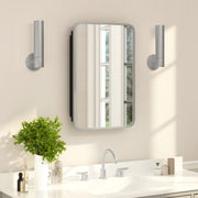 Jolie 16" x 24" Recessed Bathroom Medicine Cabinet with Rounded Beveled Mirror and Reversible Metal Frame in Silver