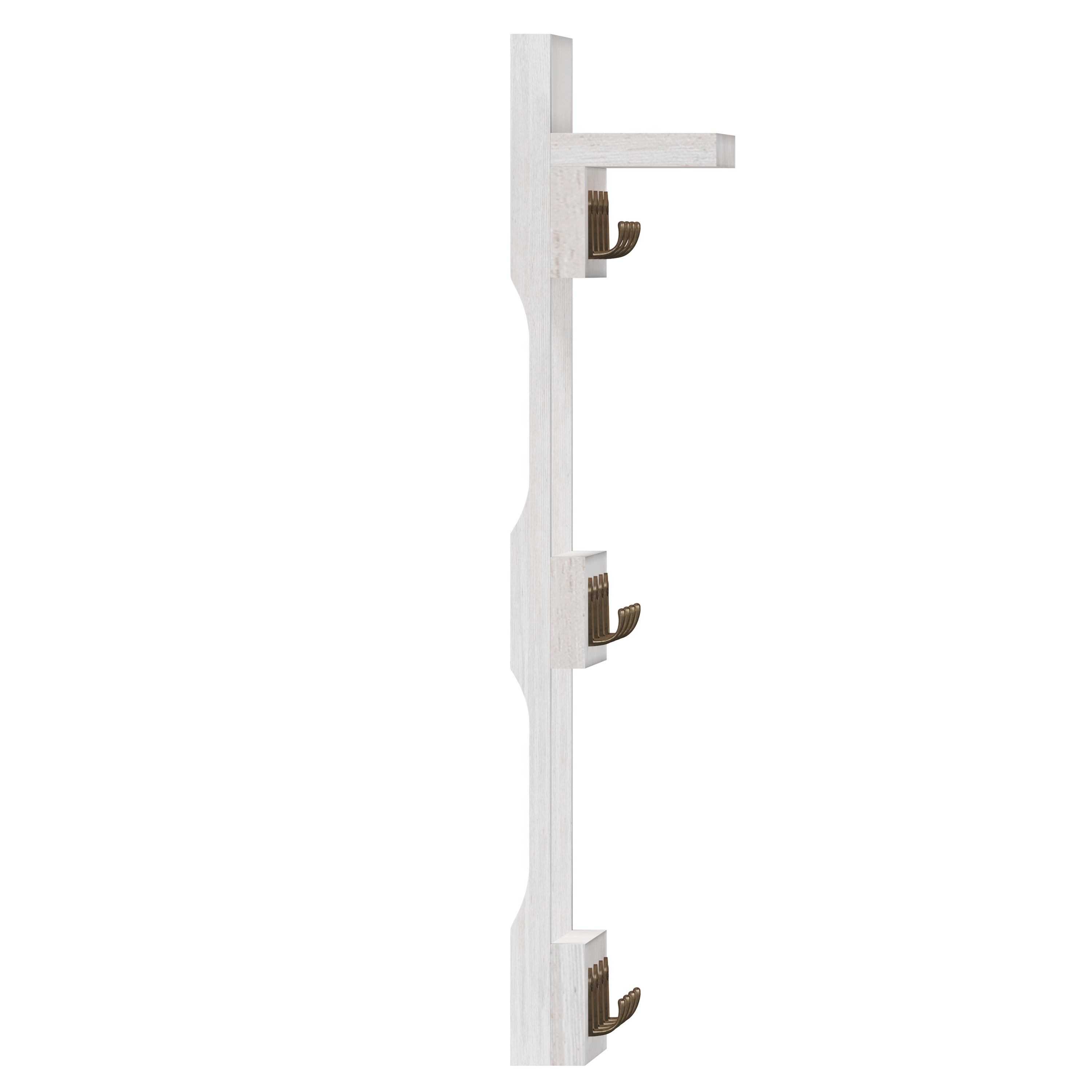 Campbell Wooden Wall Mount 12 Cup Mug Rack Organizer with Upper Storage Shelf and Metal Hanging Hooks with No Assembly Required,  Whitewashed
