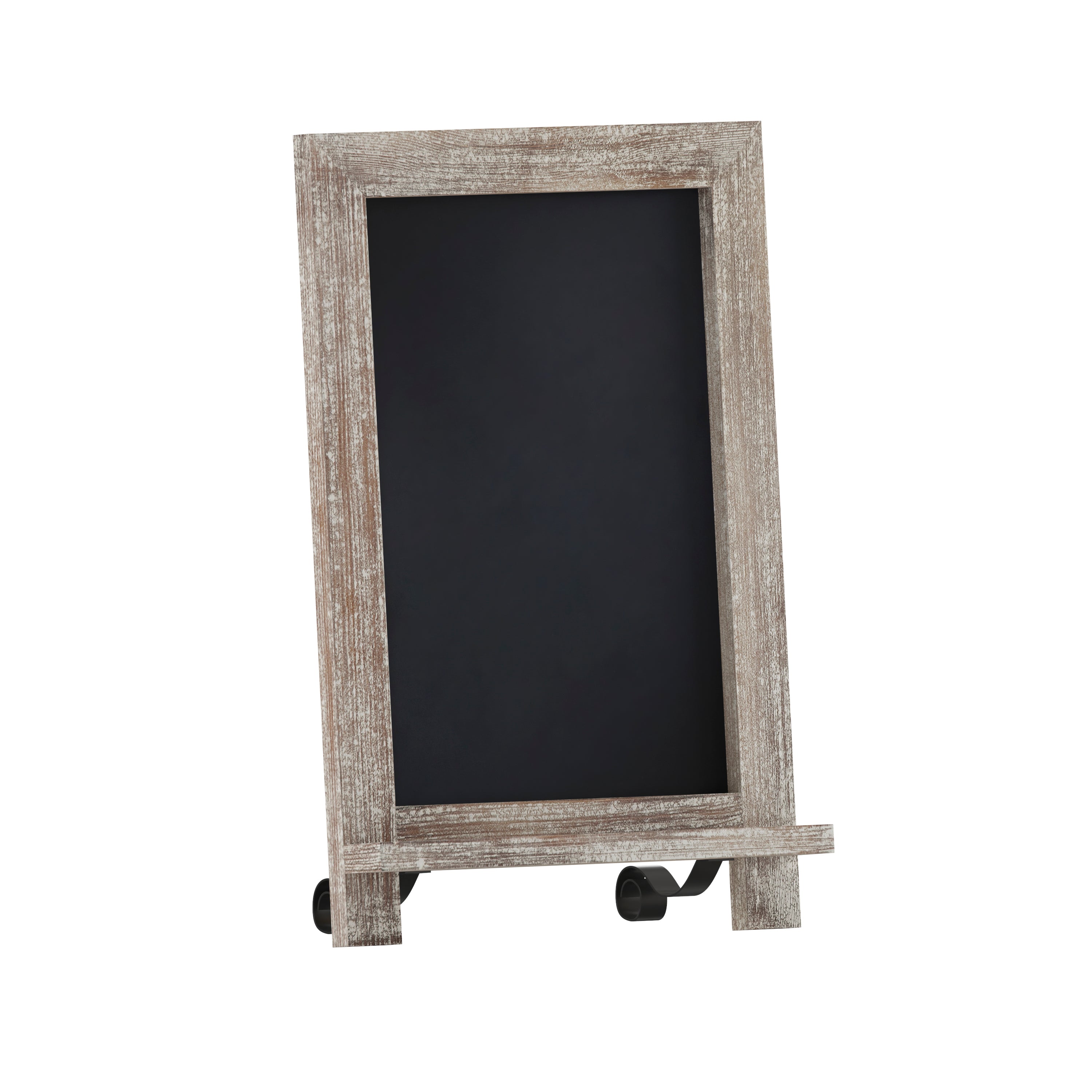 Canterbury 9.5" x 14" Weathered Tabletop Magnetic Chalkboard Sign with Metal Scrolled Legs, Hanging Wall Chalkboard, Countertop Memo Board