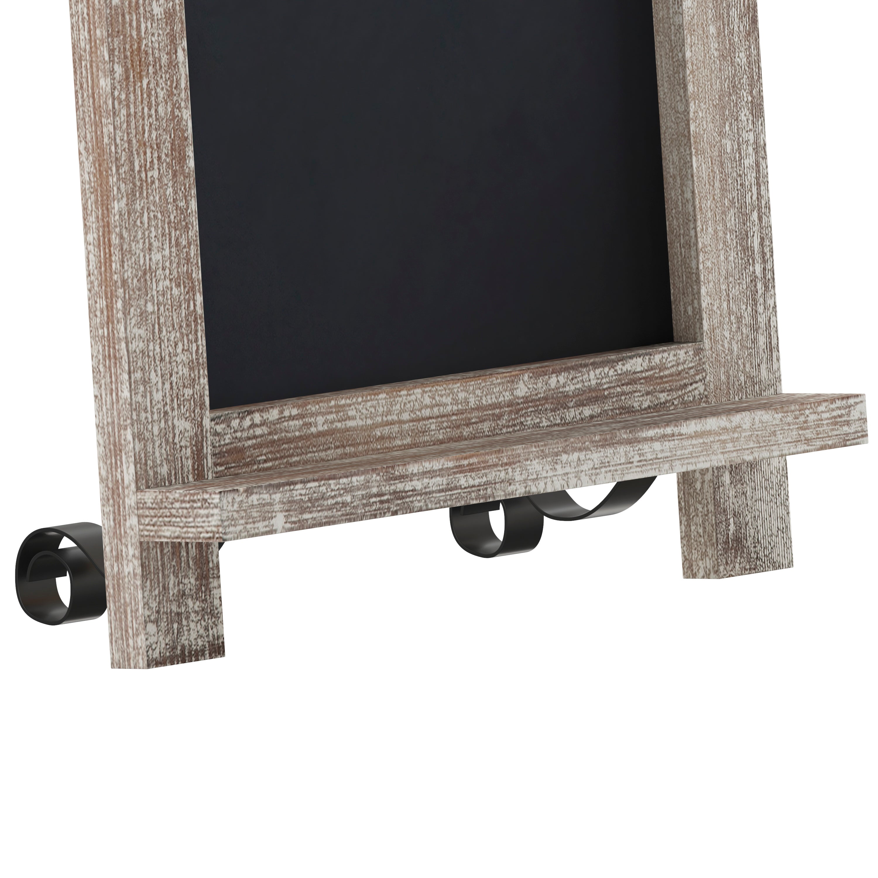 Canterbury 9.5" x 14" Weathered Tabletop Magnetic Chalkboard Sign with Metal Scrolled Legs, Hanging Wall Chalkboard, Countertop Memo Board