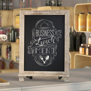 Canterbury 12" x 17" Weathered Tabletop Magnetic Chalkboard Sign with Metal Scrolled Legs, Hanging Wall Chalkboard, Countertop Memo Board