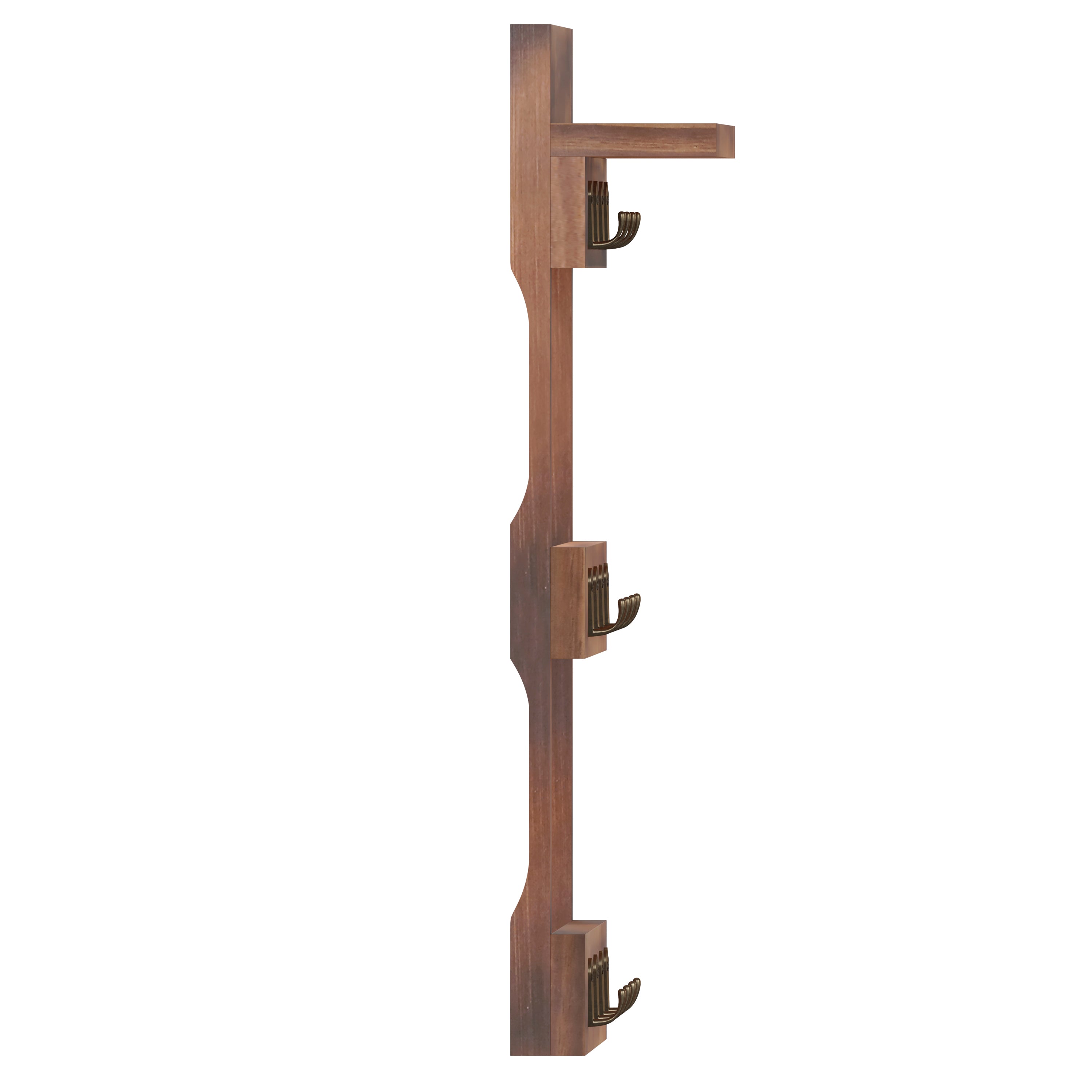 Campbell Wooden Wall Mount 12 Cup Mug Rack Organizer with Upper Storage Shelf and Metal Hanging Hooks with No Assembly Required,  Rustic Brown