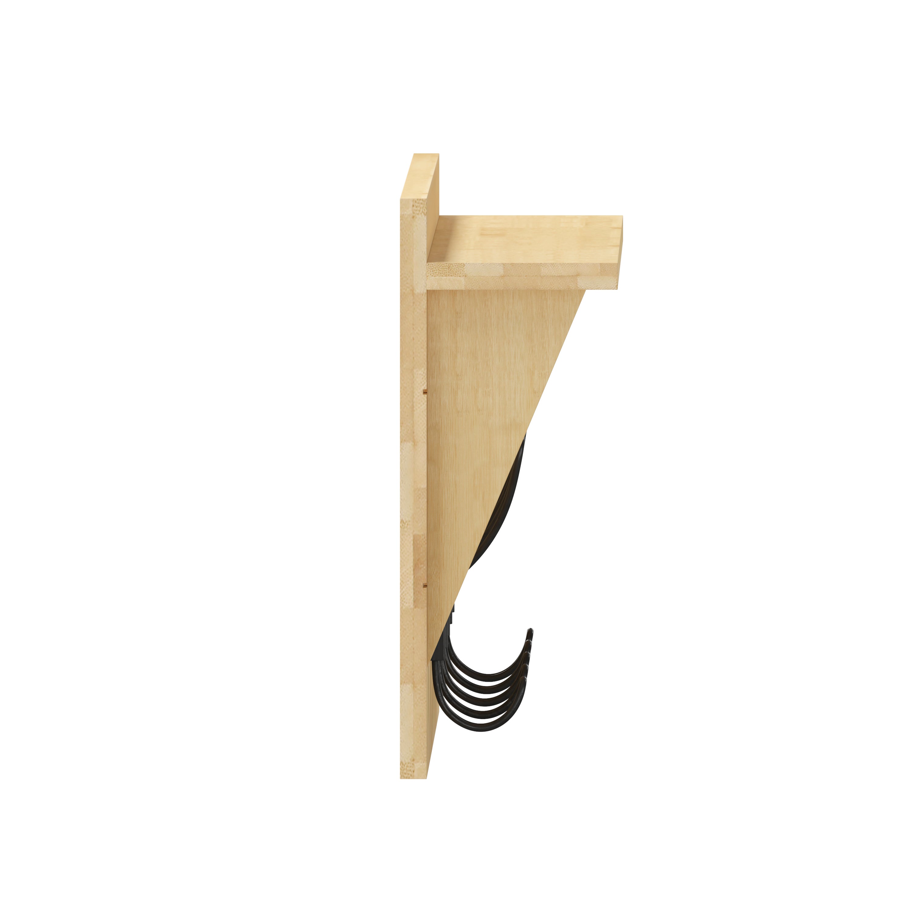 Daly Wall Mounted 24 Inch Solid Pine Wood Storage Rack with Upper Shelf and 5 Hooks For Entryway, Kitchen, Bathroom, Bamboo