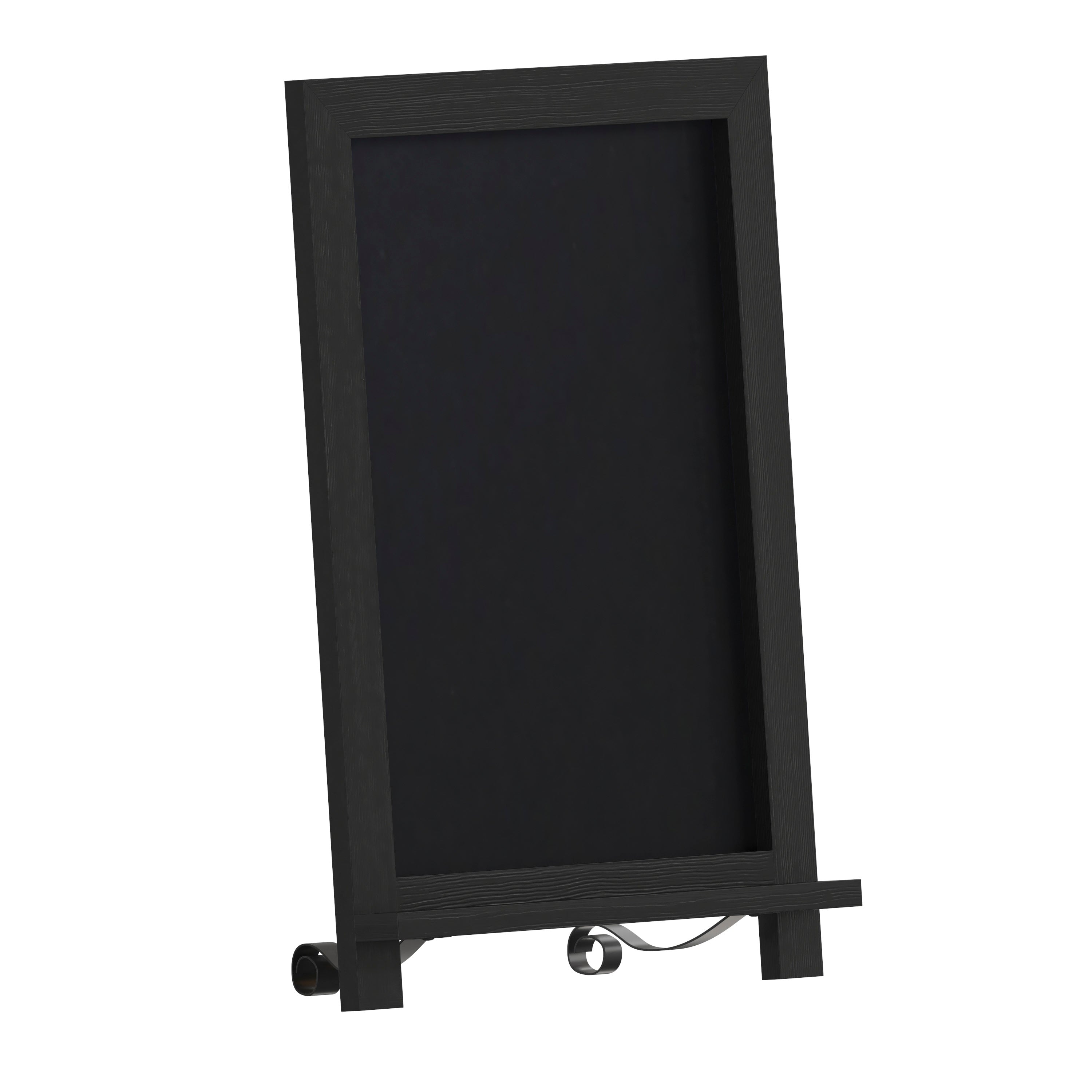 Canterbury 12" x 17" Black Tabletop Magnetic Chalkboard Sign with Metal Scrolled Legs, Hanging Wall Chalkboard, Countertop Memo Board