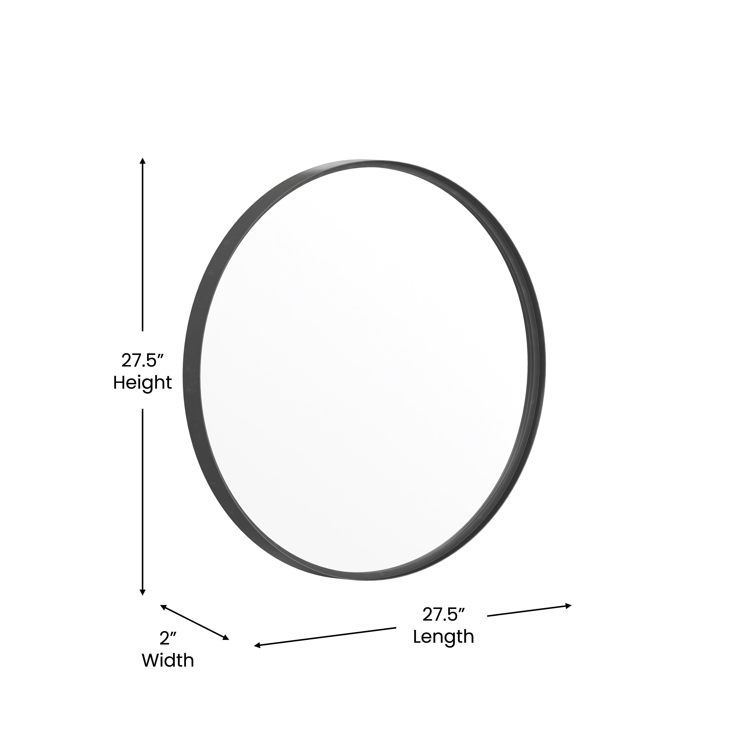 Jennifer 27.5" Round Black Metal Framed Wall Mirror - Large Accent Mirror for Bathroom, Vanity, Entryway, Dining Room, & Living Room