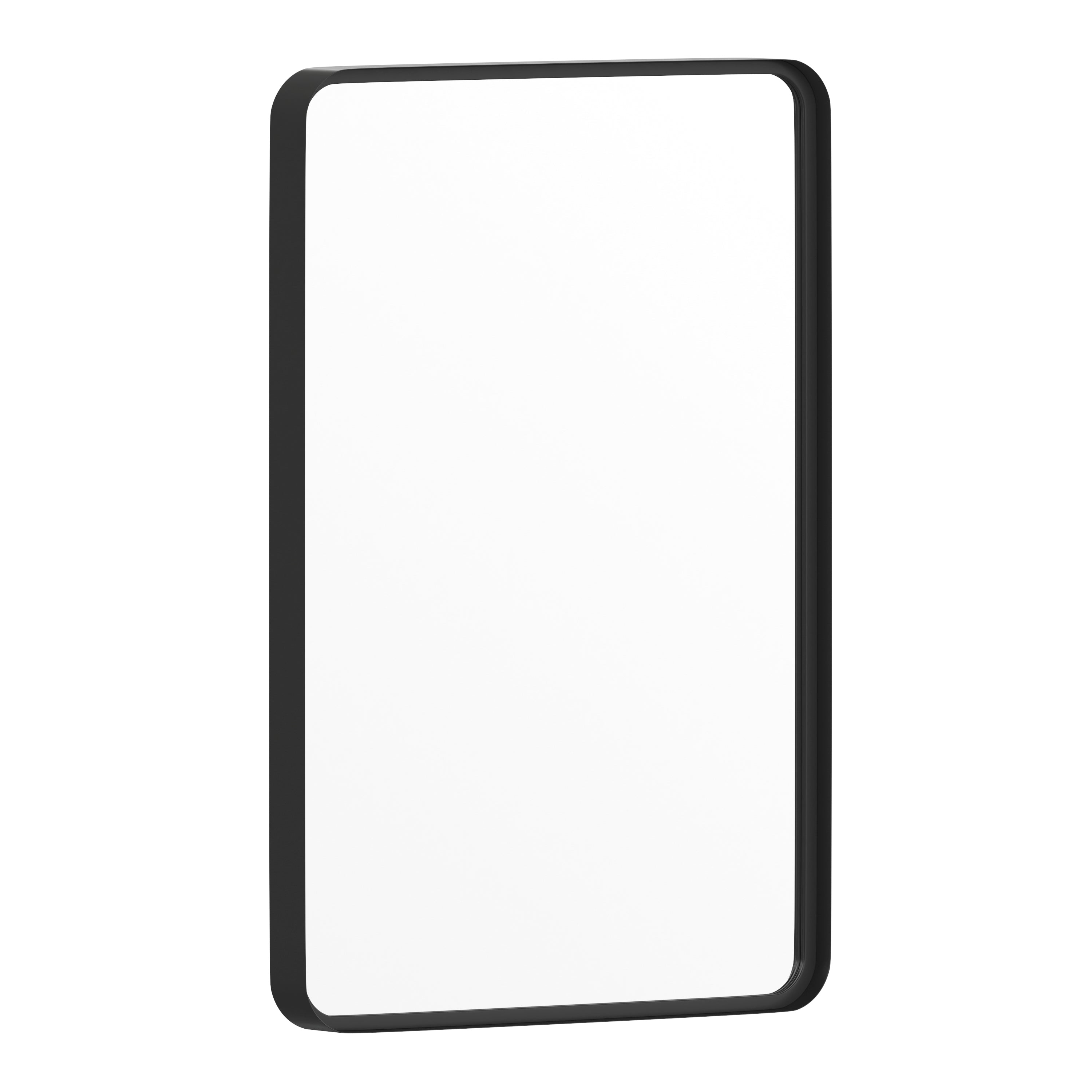 Janinne 20" x 30" Decorative Wall Mirror - Rounded Corners, Bathroom & Living Room Glass Mirror Hangs Horizontal Or Vertical, Matte Black