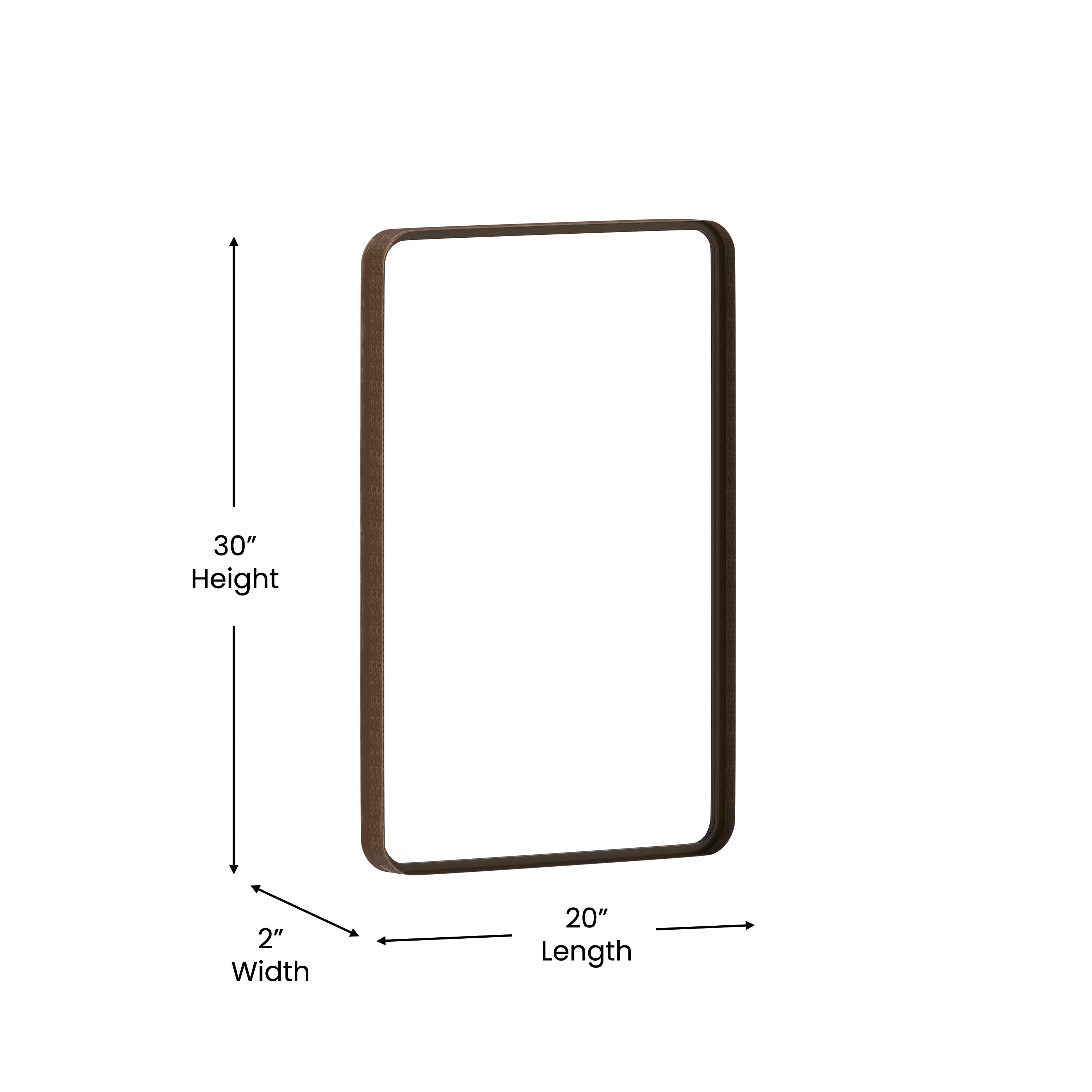 Janinne 20" x 30" Decorative Wall Mirror - Rounded Corners, Bathroom & Living Room Glass Mirror Hangs Horizontal Or Vertical, Brushed Bronze