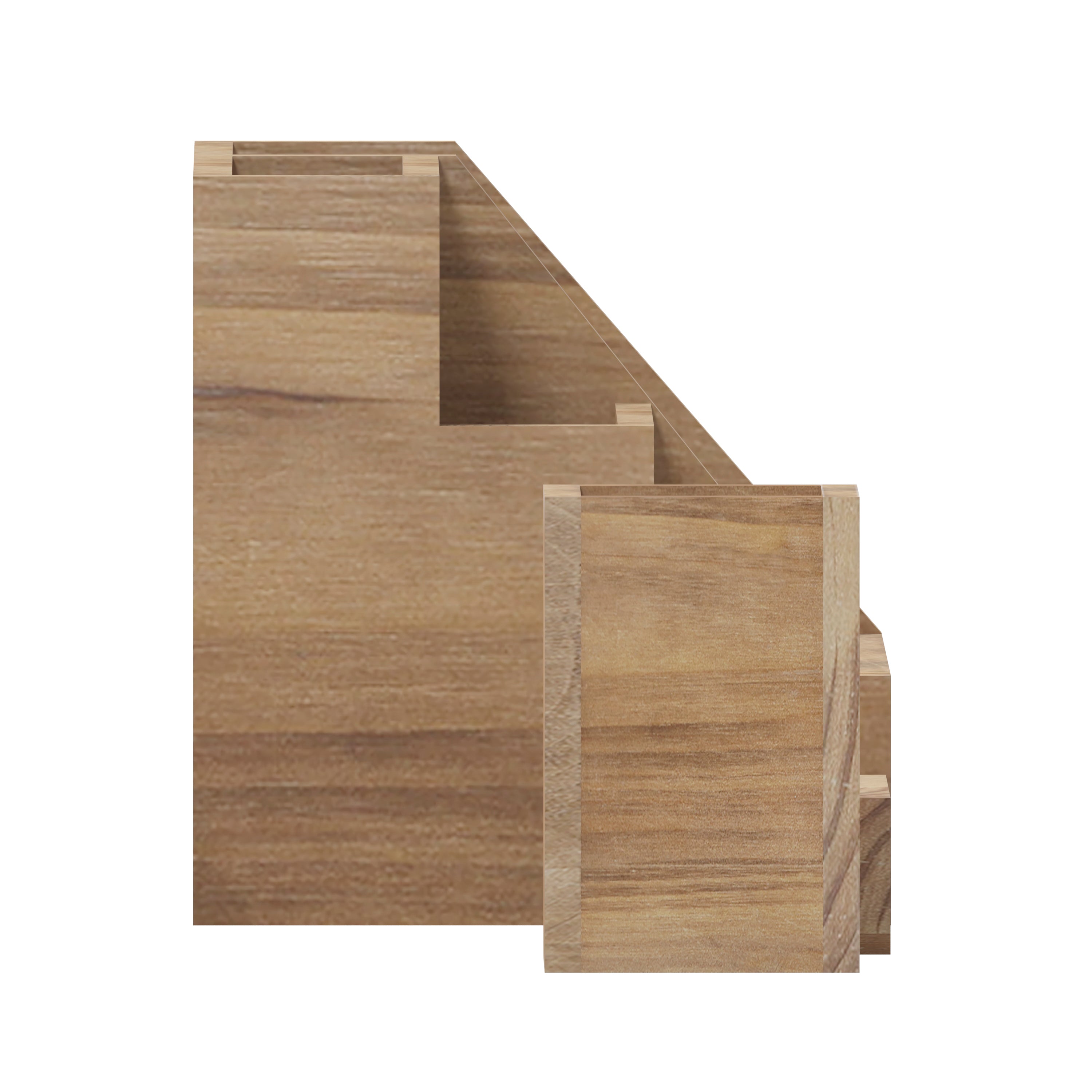 Comerford 3 Piece Wooden Organizer Set For Desktop, Table Top, or Vanity in Rustic Brown