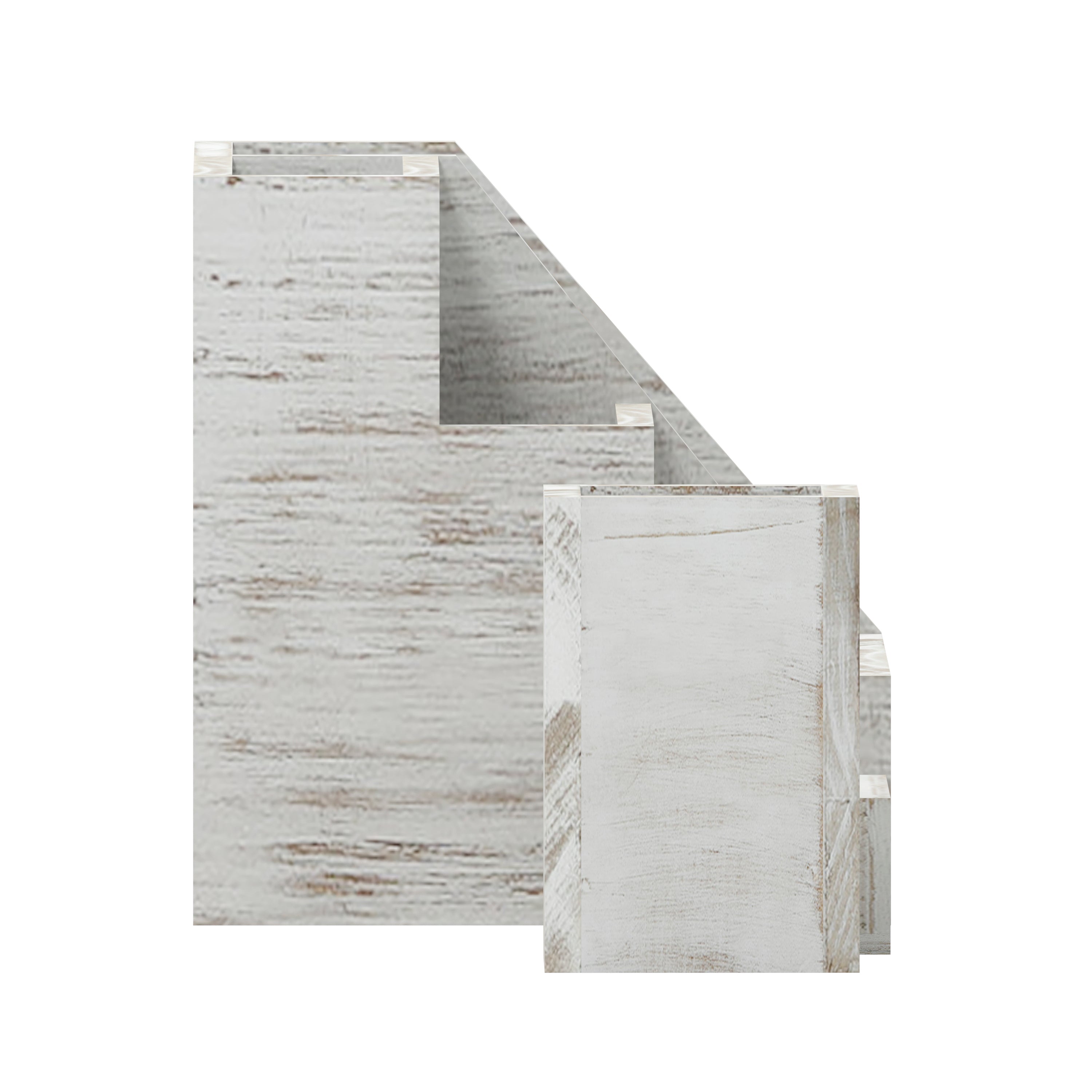 Comerford 3 Piece Wooden Organizer Set For Desktop, Table Top, or Vanity in Whitewashed