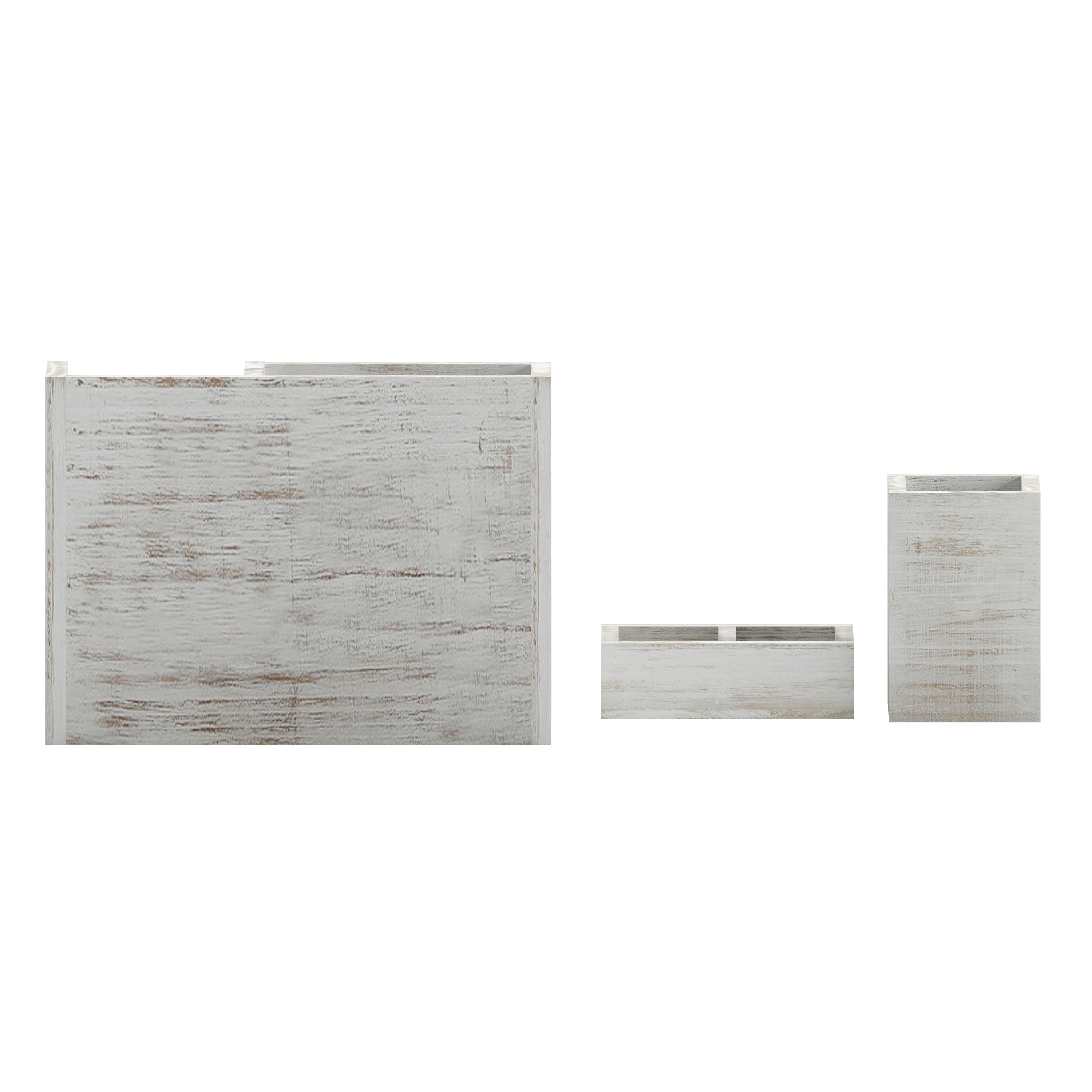 Comerford 3 Piece Wooden Organizer Set For Desktop, Table Top, or Vanity in Whitewashed