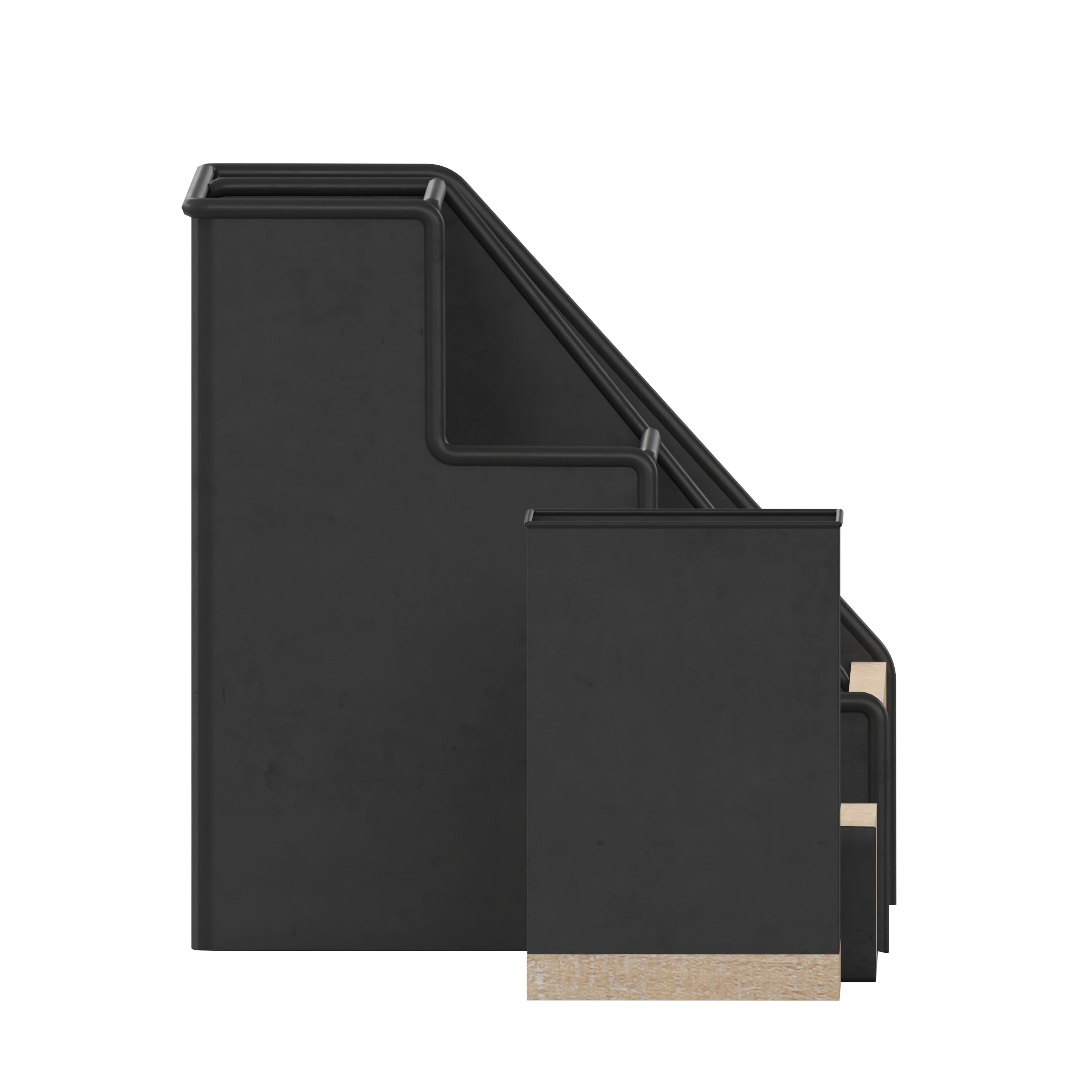 Comerford 3 Piece Black Finish Metal and Rustic Wood Organizer Set For Desktop, Countertop, or Vanity