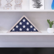 Sheehan Whitewashed Memorial Flag Display Case - Solid Wood Military Flag Display Case for 9.5 x 5 American Veteran Flag