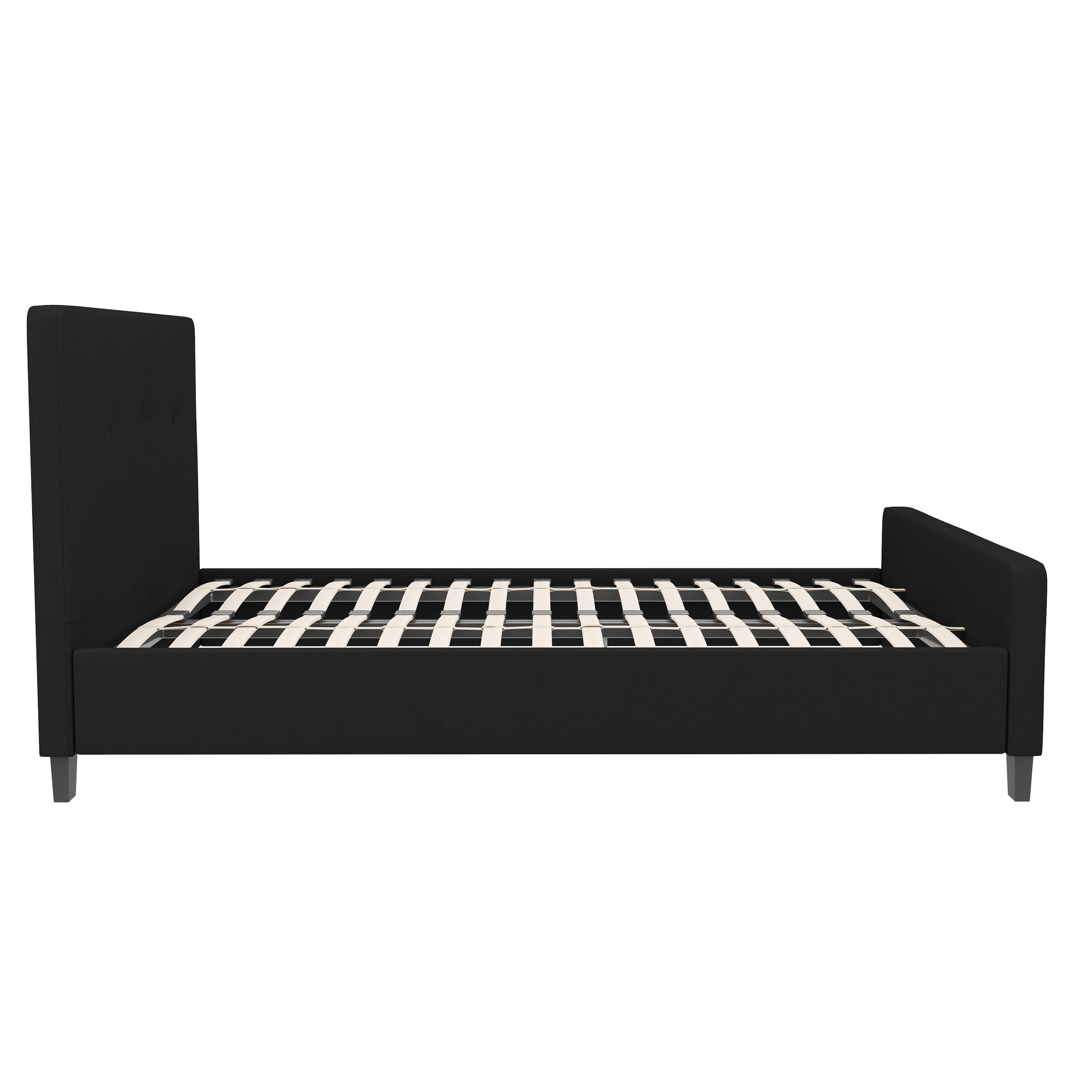 Tribeca Full Size Tufted Upholstered Platform Bed in Black Fabric