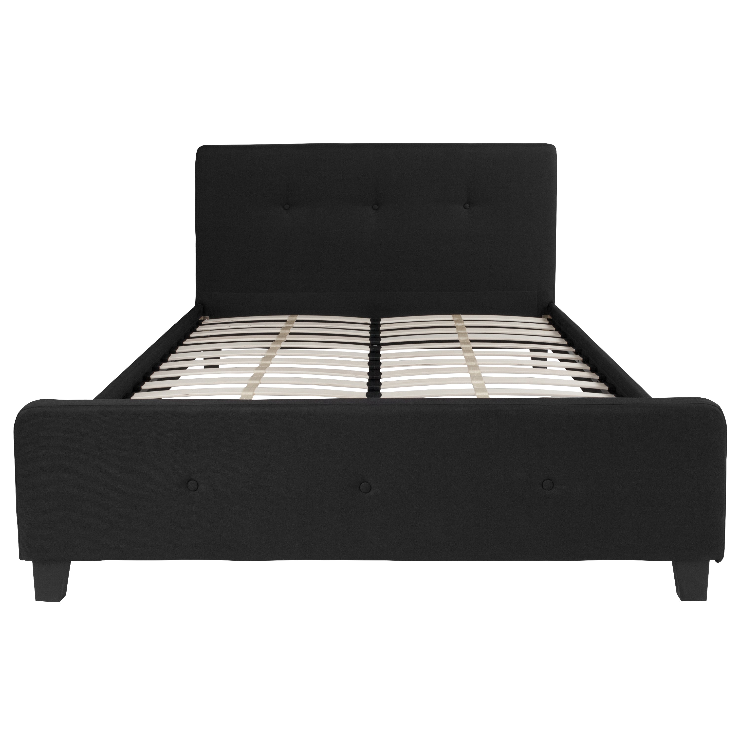 Tribeca Queen Size Tufted Upholstered Platform Bed in Black Fabric