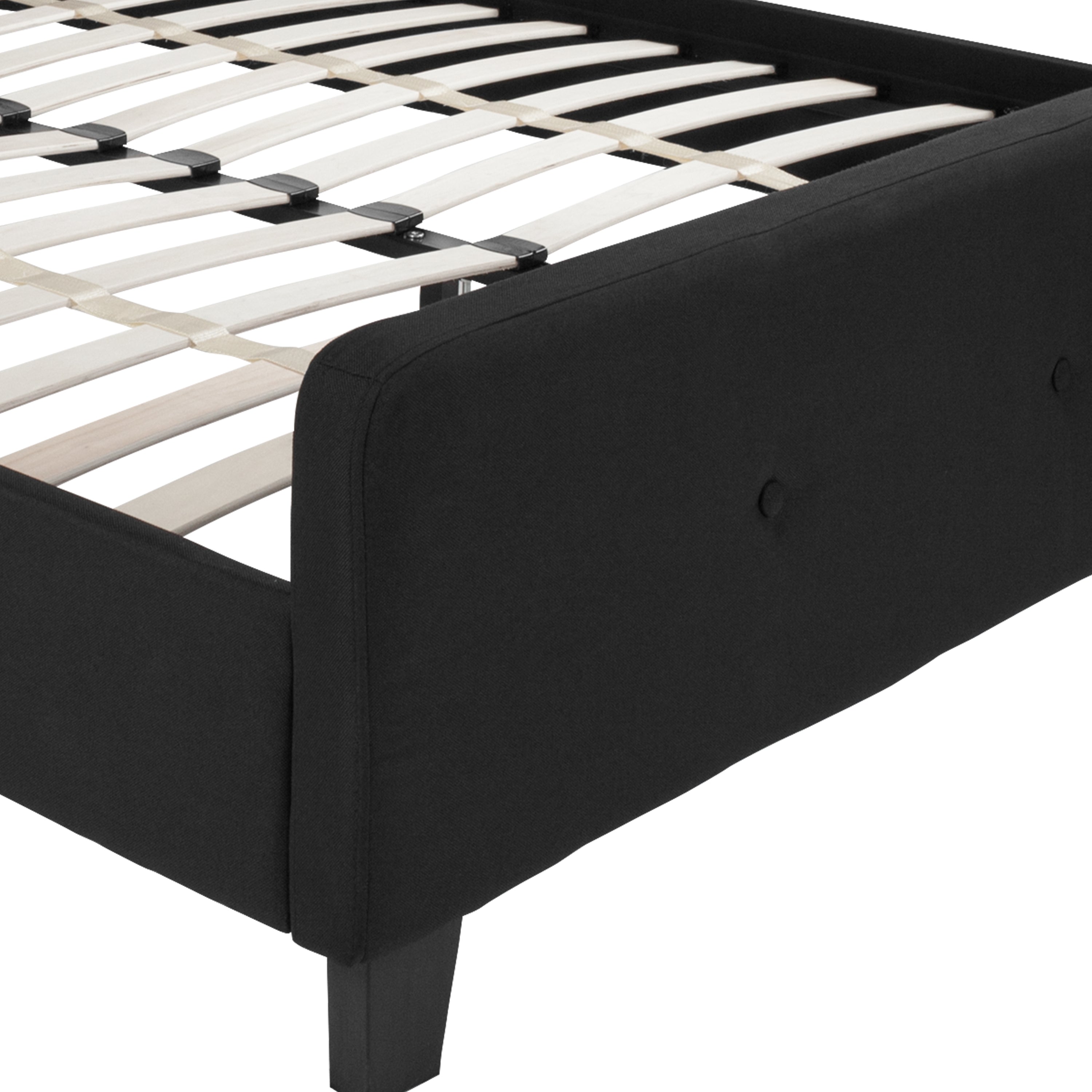 Tribeca Queen Size Tufted Upholstered Platform Bed in Black Fabric