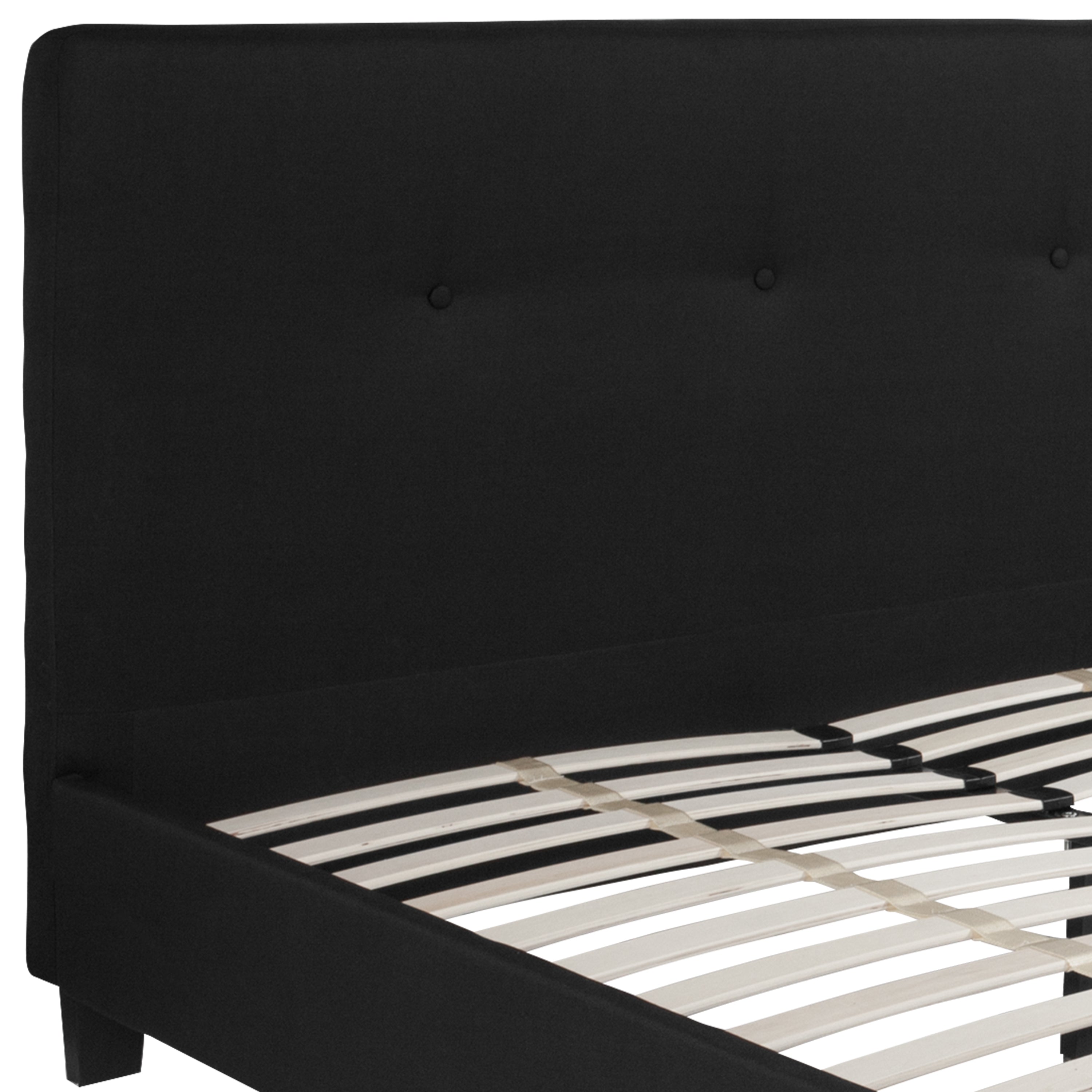 Tribeca Queen Size Tufted Upholstered Platform Bed in Black Fabric
