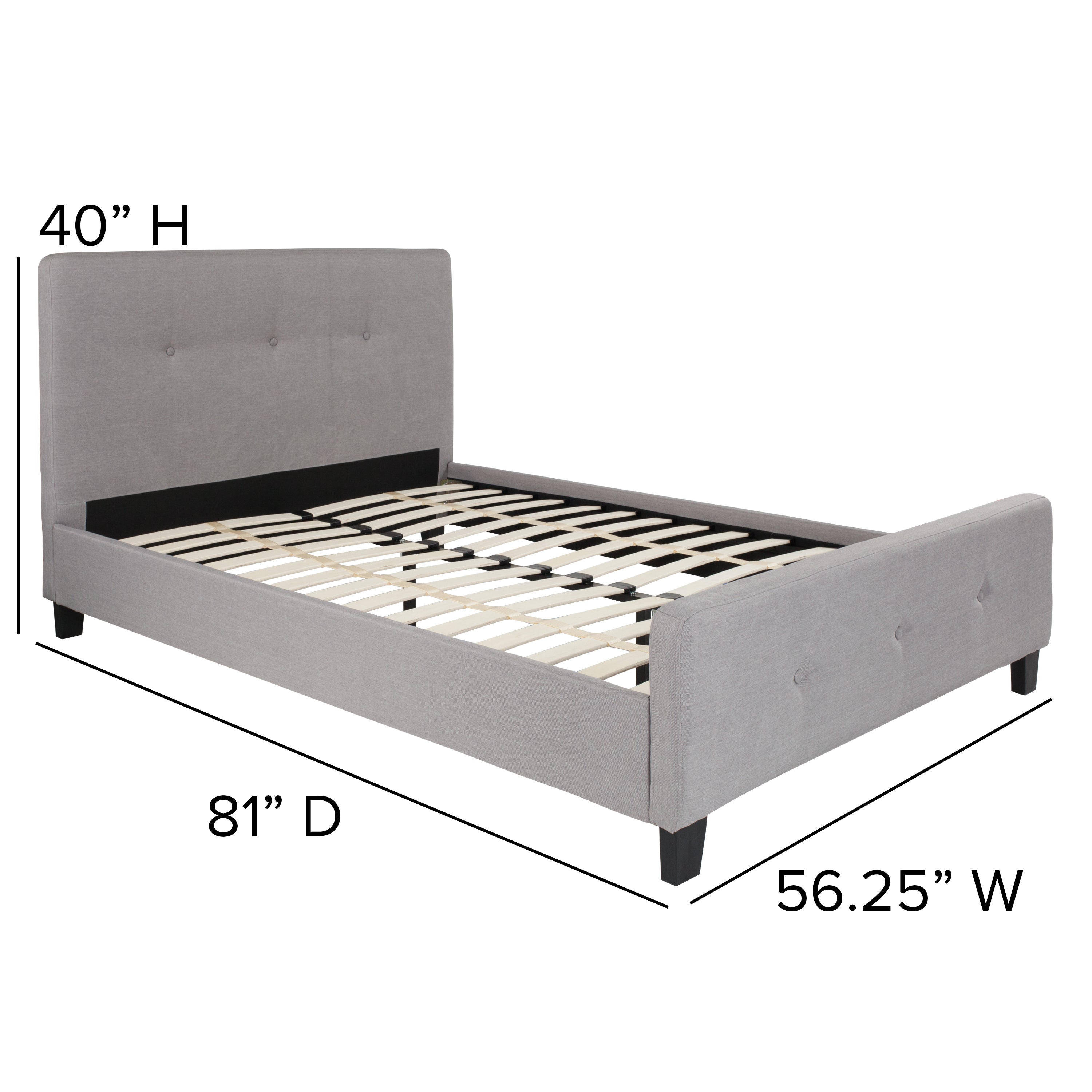 Tribeca Full Size Tufted Upholstered Platform Bed in Light Gray Fabric