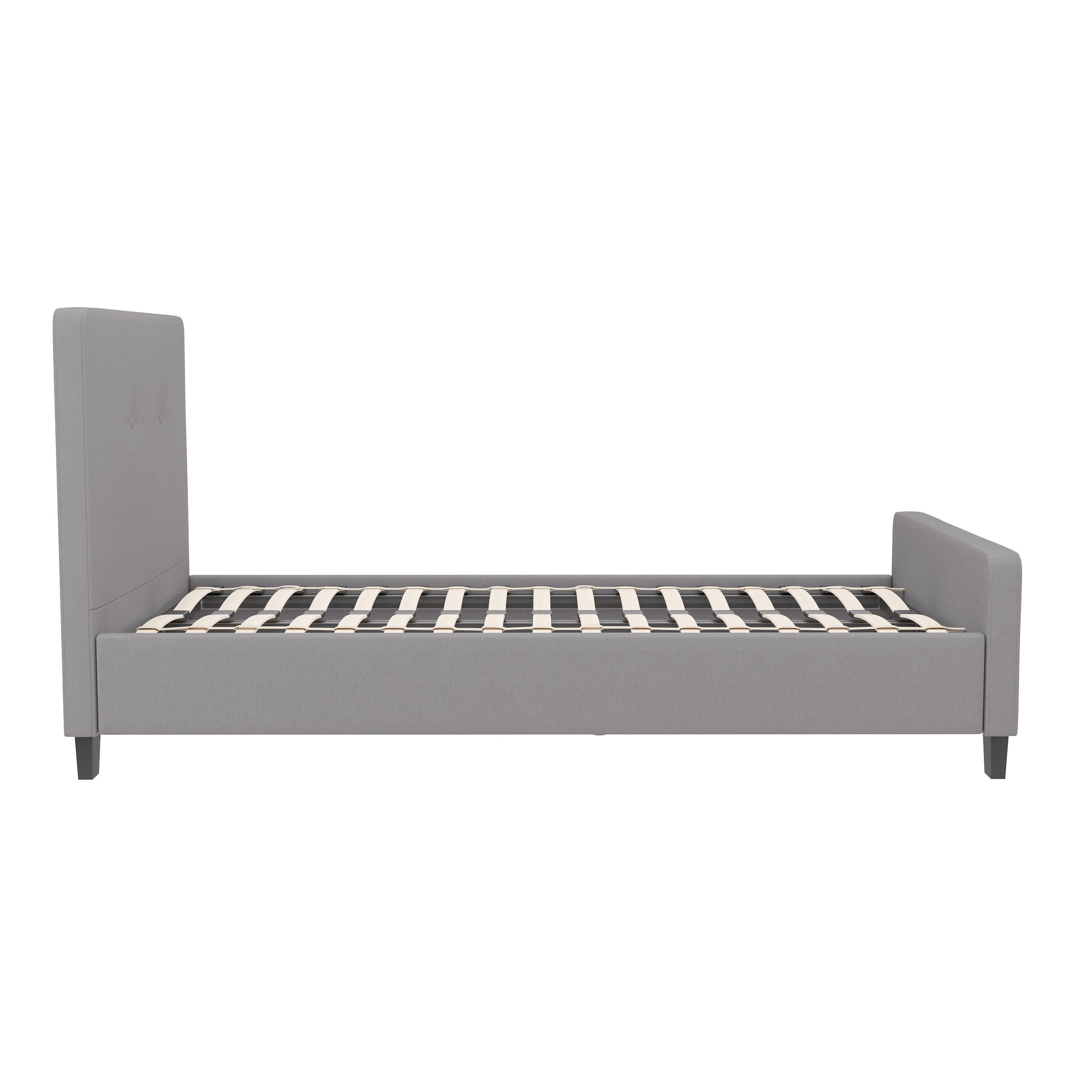 Tribeca Full Size Tufted Upholstered Platform Bed in Light Gray Fabric