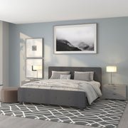 Tribeca King Size Tufted Upholstered Platform Bed in Dark Gray Fabric