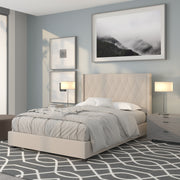 Riverdale Full Size Tufted Upholstered Platform Bed in Beige Fabric