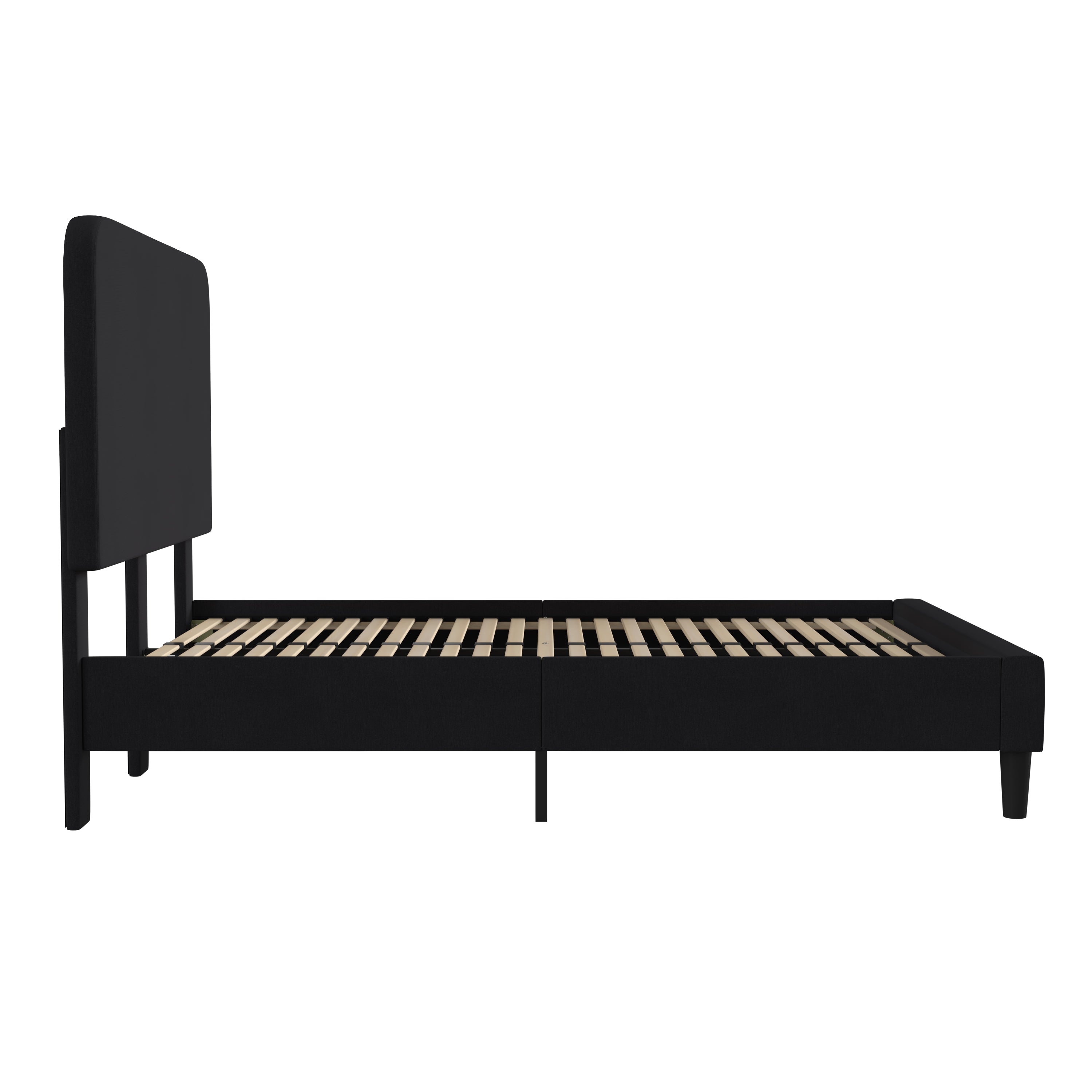 Addison Charcoal Full Fabric Upholstered Platform Bed - Headboard with Rounded Edges - No Box Spring or Foundation Needed