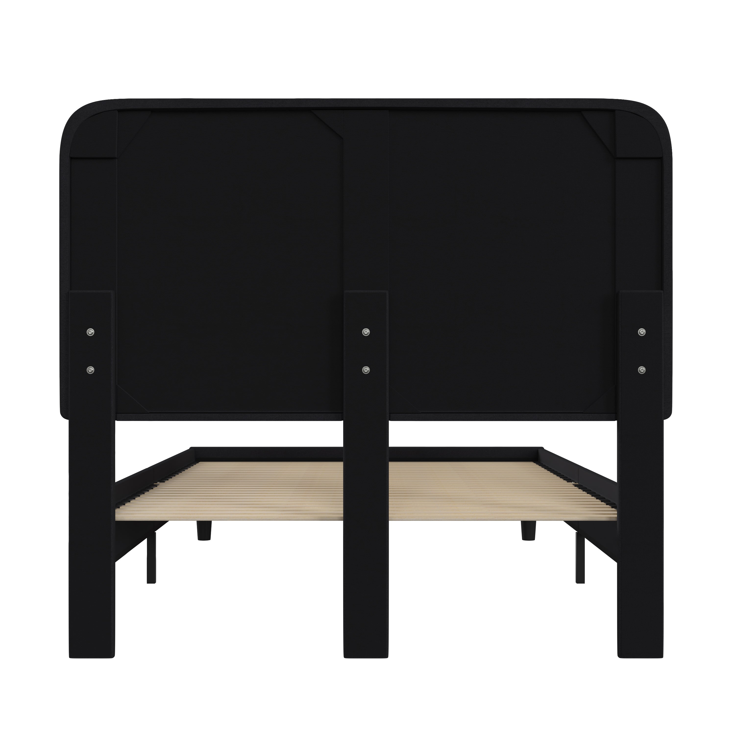 Addison Charcoal Full Fabric Upholstered Platform Bed - Headboard with Rounded Edges - No Box Spring or Foundation Needed