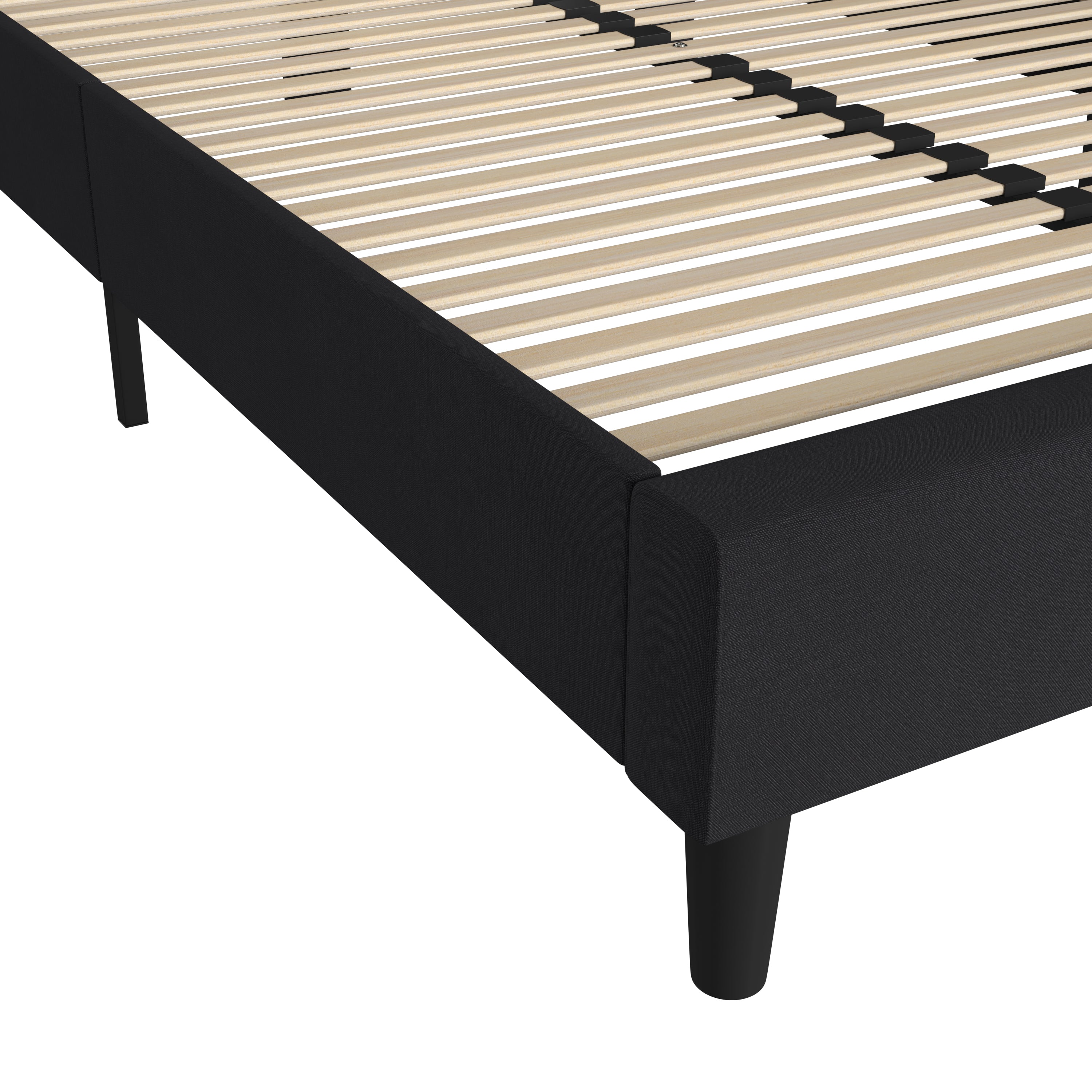 Addison Charcoal Full Fabric Upholstered Platform Bed - Headboard with Rounded Edges - No Box Spring or Foundation Needed