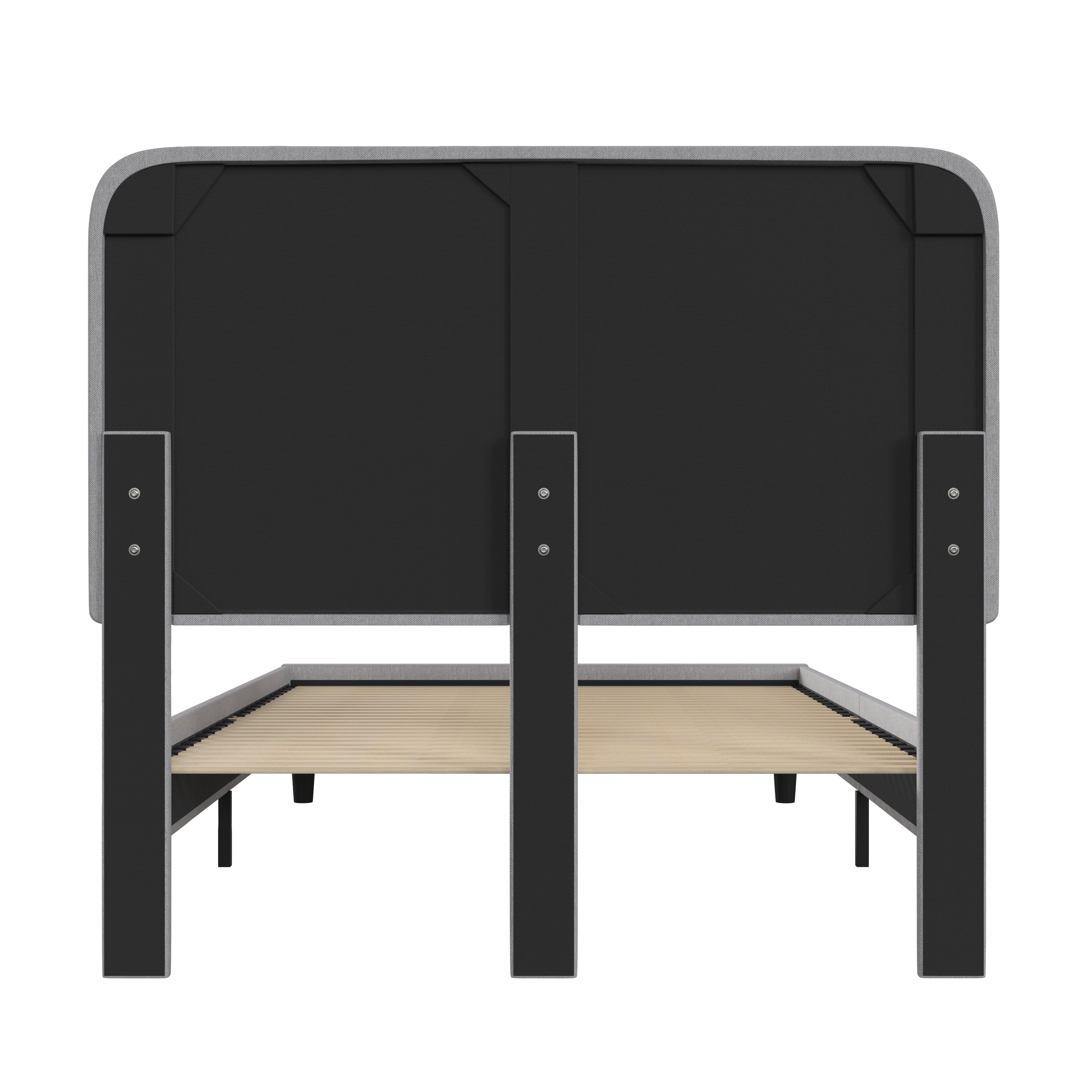 Addison Light Grey Full Fabric Upholstered Platform Bed - Headboard with Rounded Edges - No Box Spring or Foundation Needed