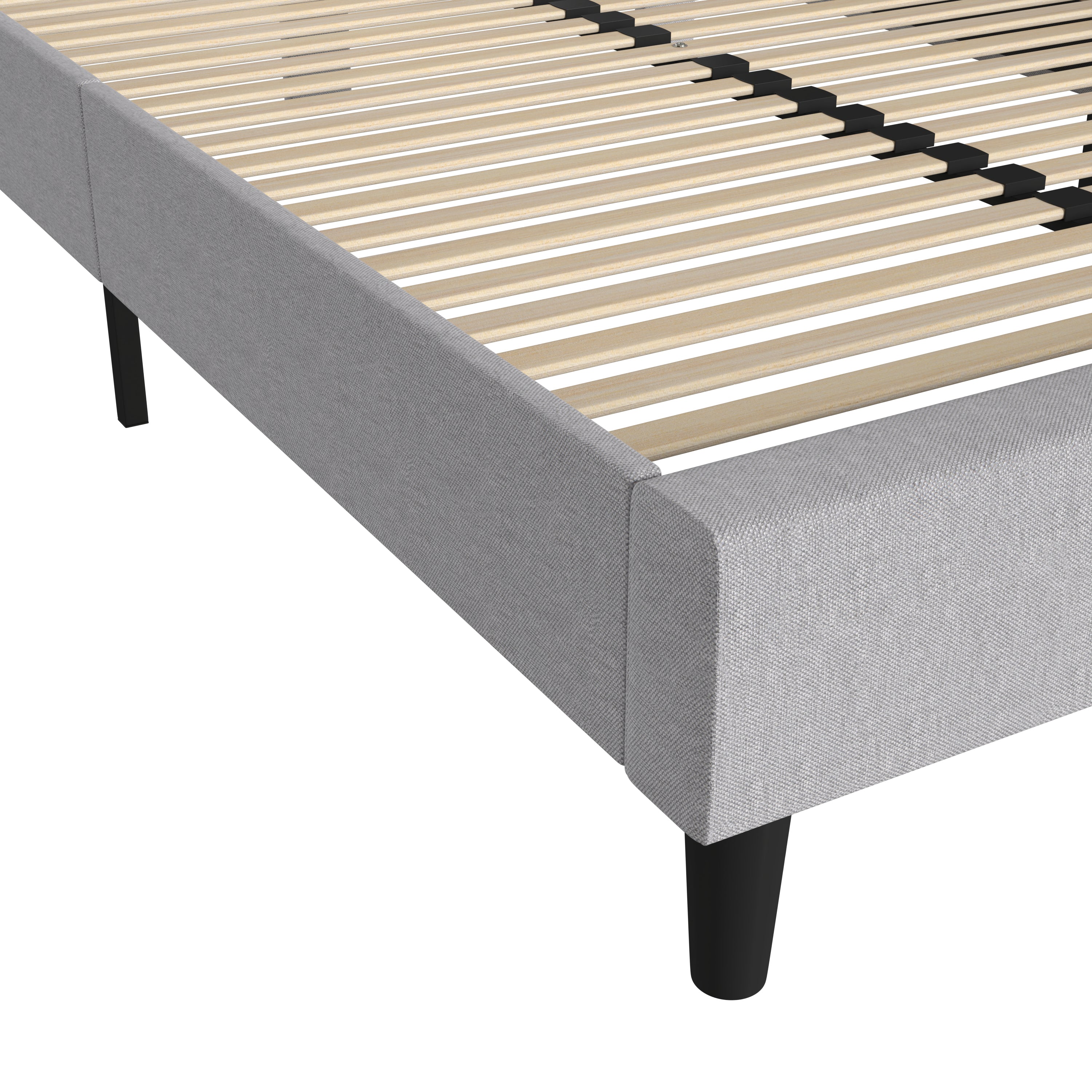 Addison Light Grey Full Fabric Upholstered Platform Bed - Headboard with Rounded Edges - No Box Spring or Foundation Needed