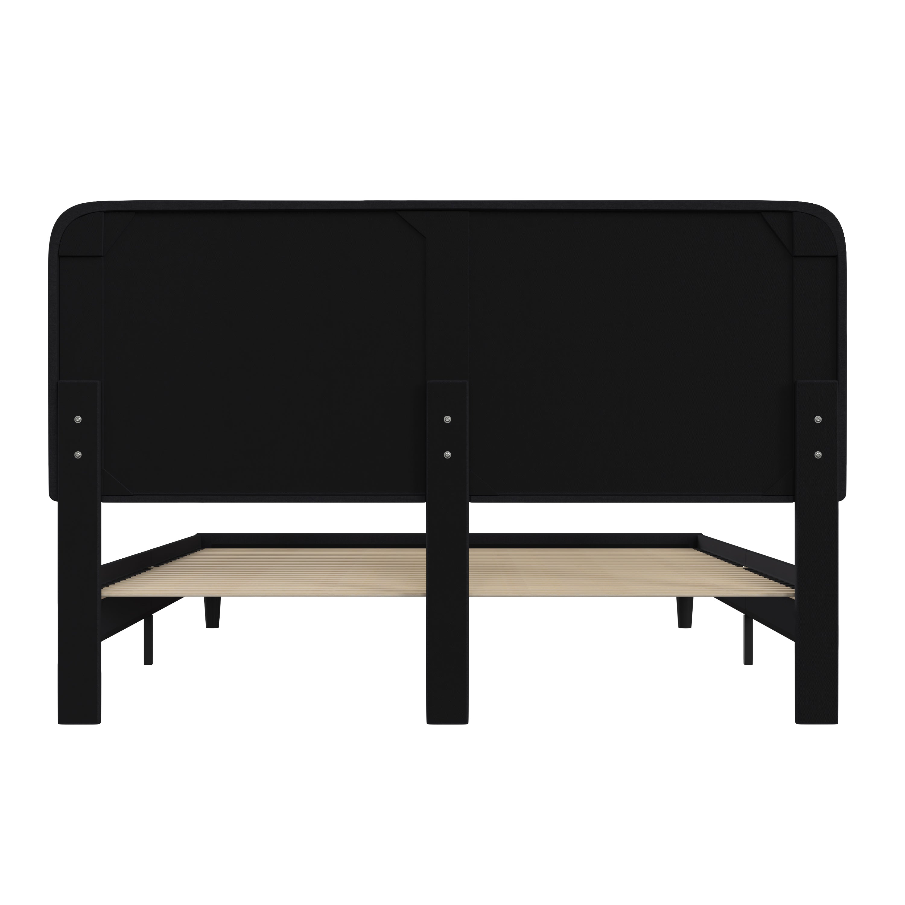 Addison Charcoal King Fabric Upholstered Platform Bed - Headboard with Rounded Edges - No Box Spring or Foundation Needed