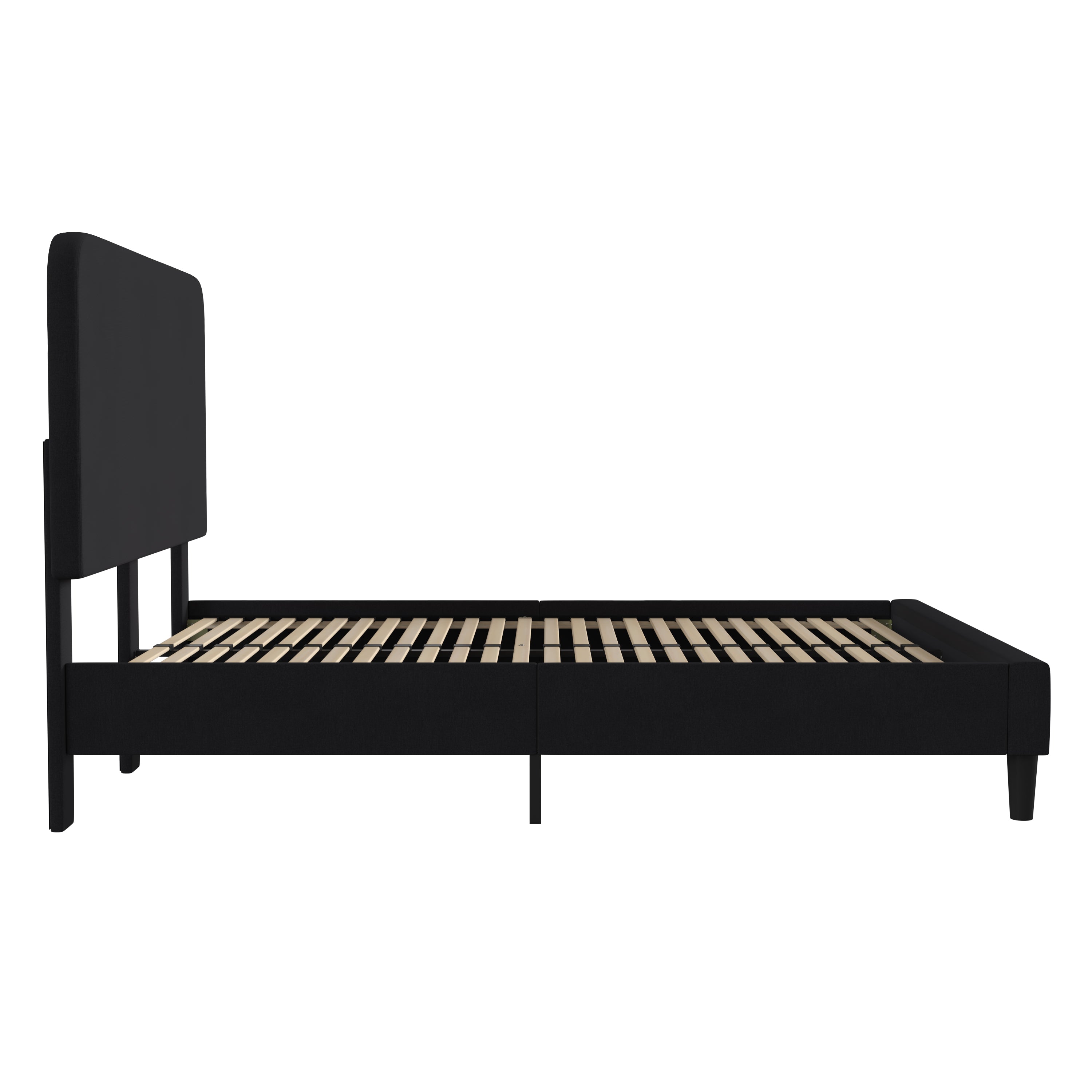 Addison Charcoal Queen Fabric Upholstered Platform Bed - Headboard with Rounded Edges - No Box Spring or Foundation Needed