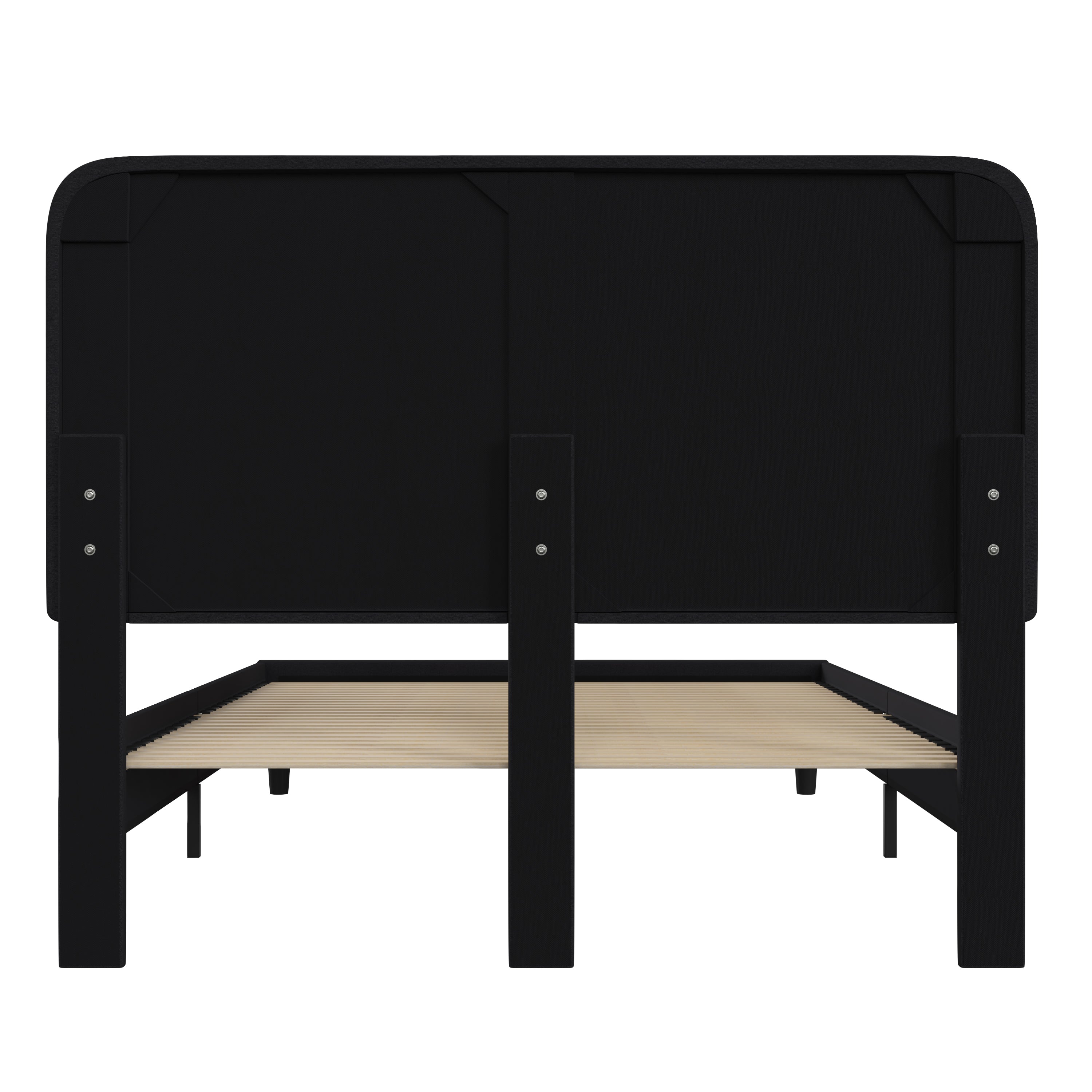 Addison Charcoal Queen Fabric Upholstered Platform Bed - Headboard with Rounded Edges - No Box Spring or Foundation Needed