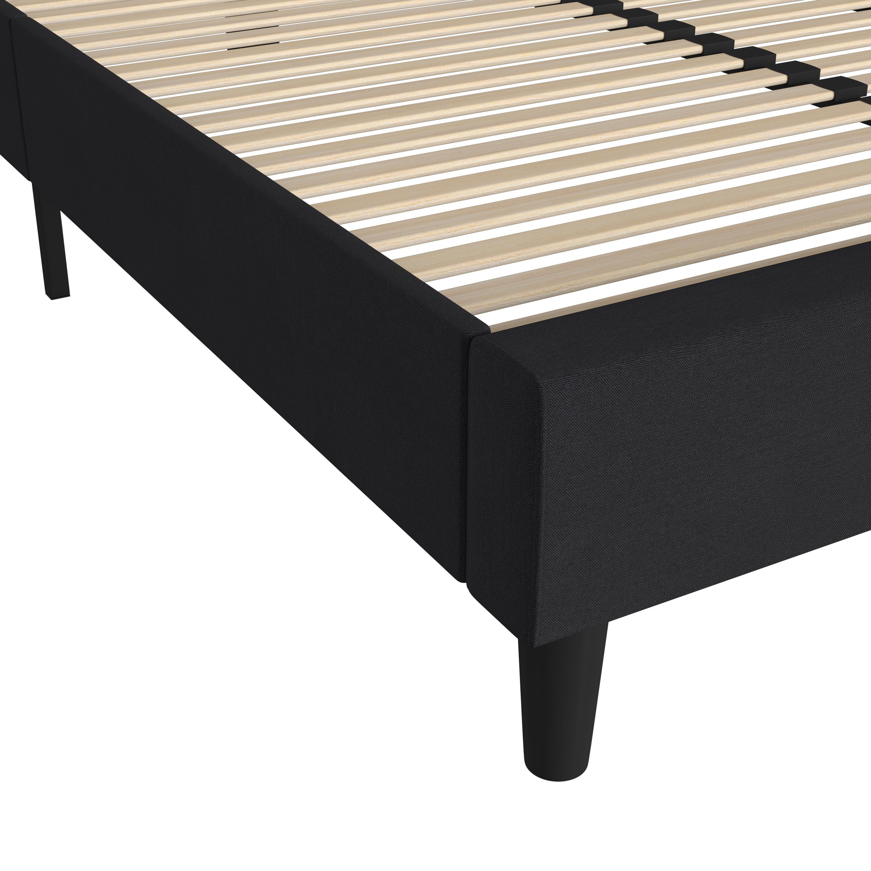 Addison Charcoal Queen Fabric Upholstered Platform Bed - Headboard with Rounded Edges - No Box Spring or Foundation Needed