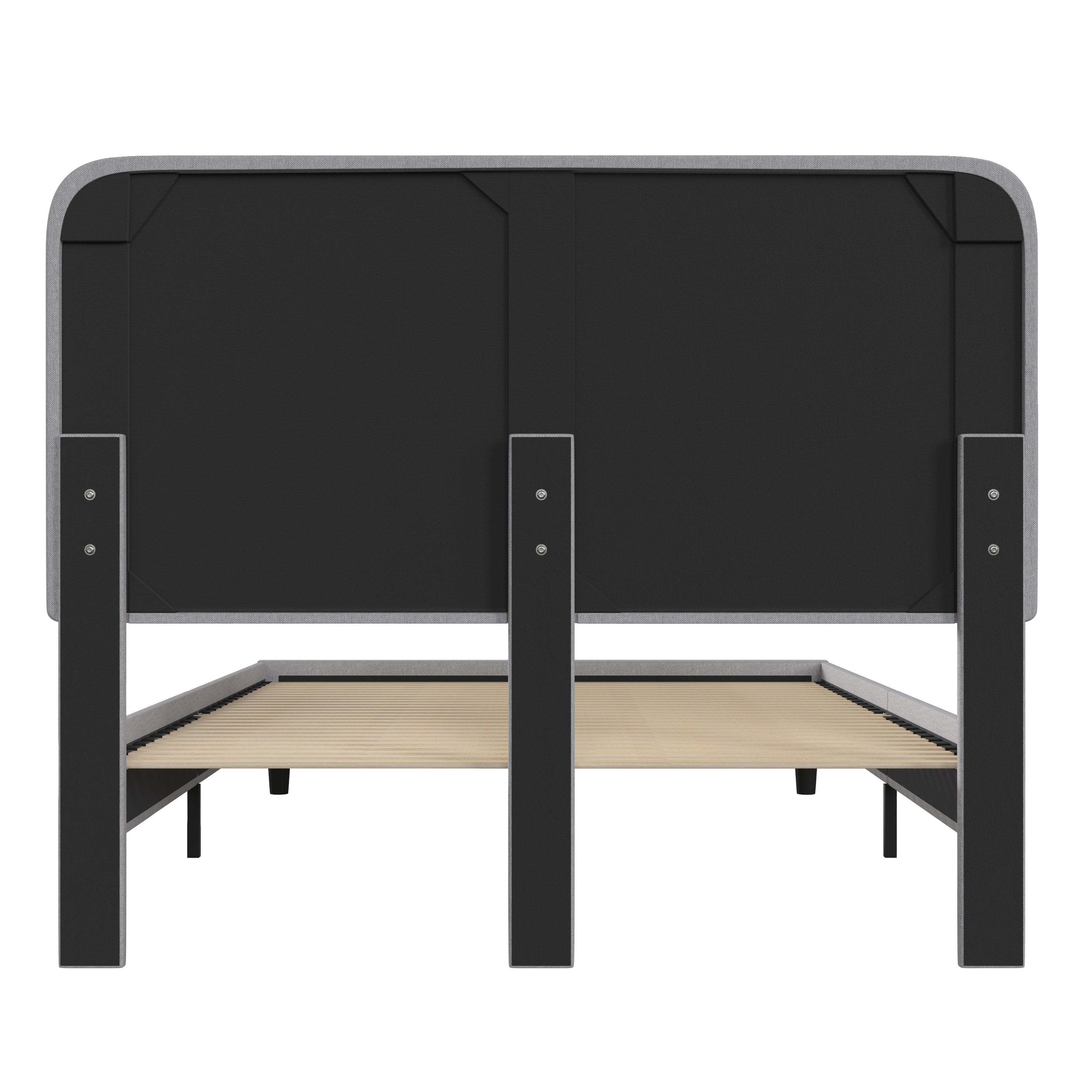 Addison Light Grey Queen Fabric Upholstered Platform Bed - Headboard with Rounded Edges - No Box Spring or Foundation Needed