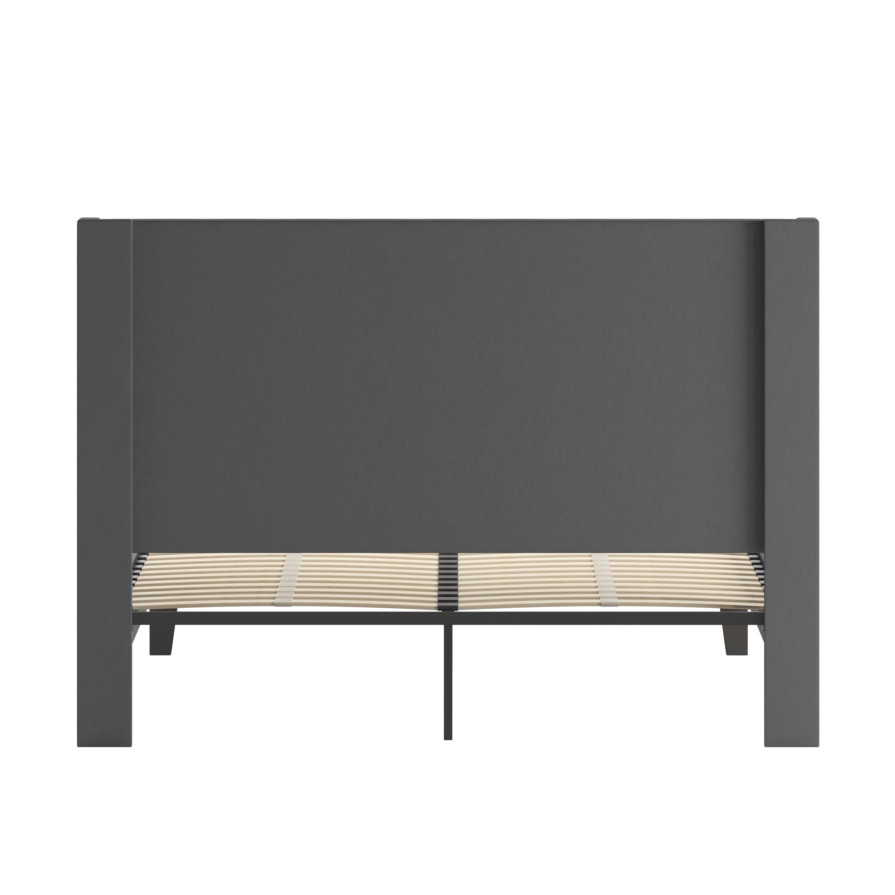Riverdale Queen Size Tufted Upholstered Platform Bed in Dark Gray Fabric