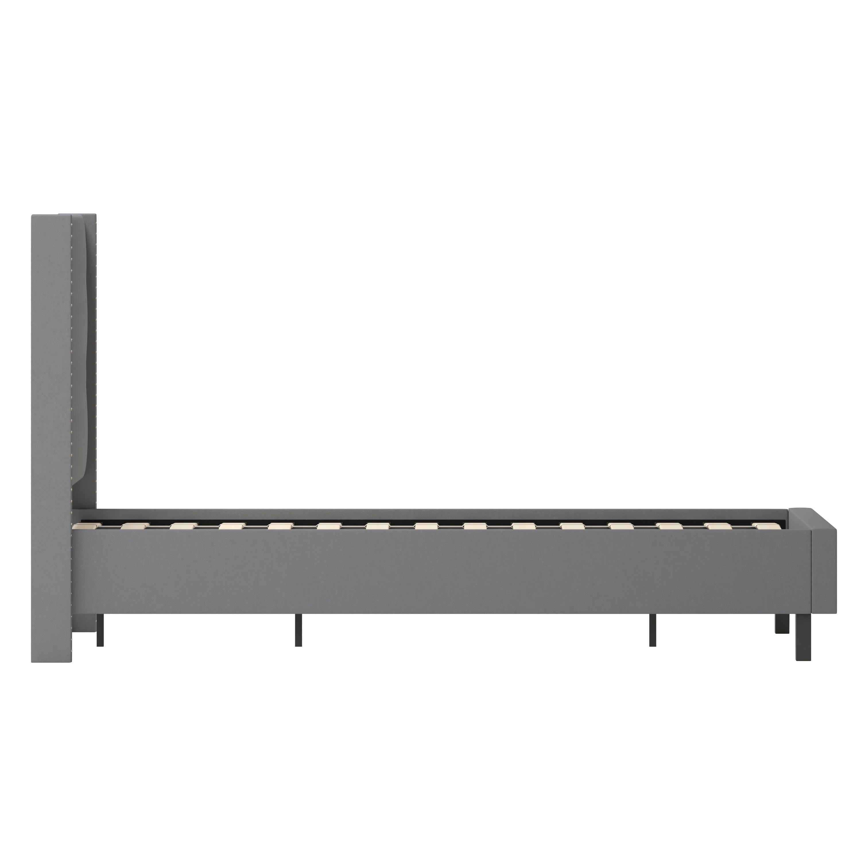 Riverdale Queen Size Tufted Upholstered Platform Bed in Dark Gray Fabric